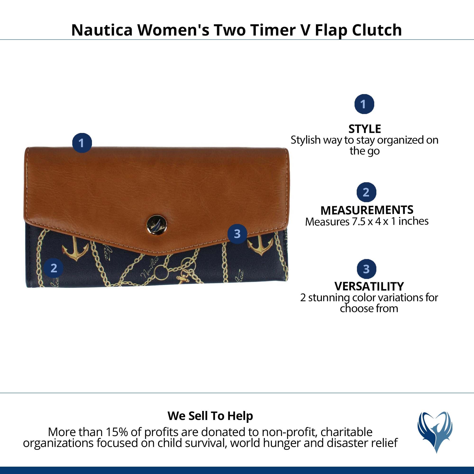 Nautica Women's Two Timer V Flap Clutch - Anchor Aweigh Indigo