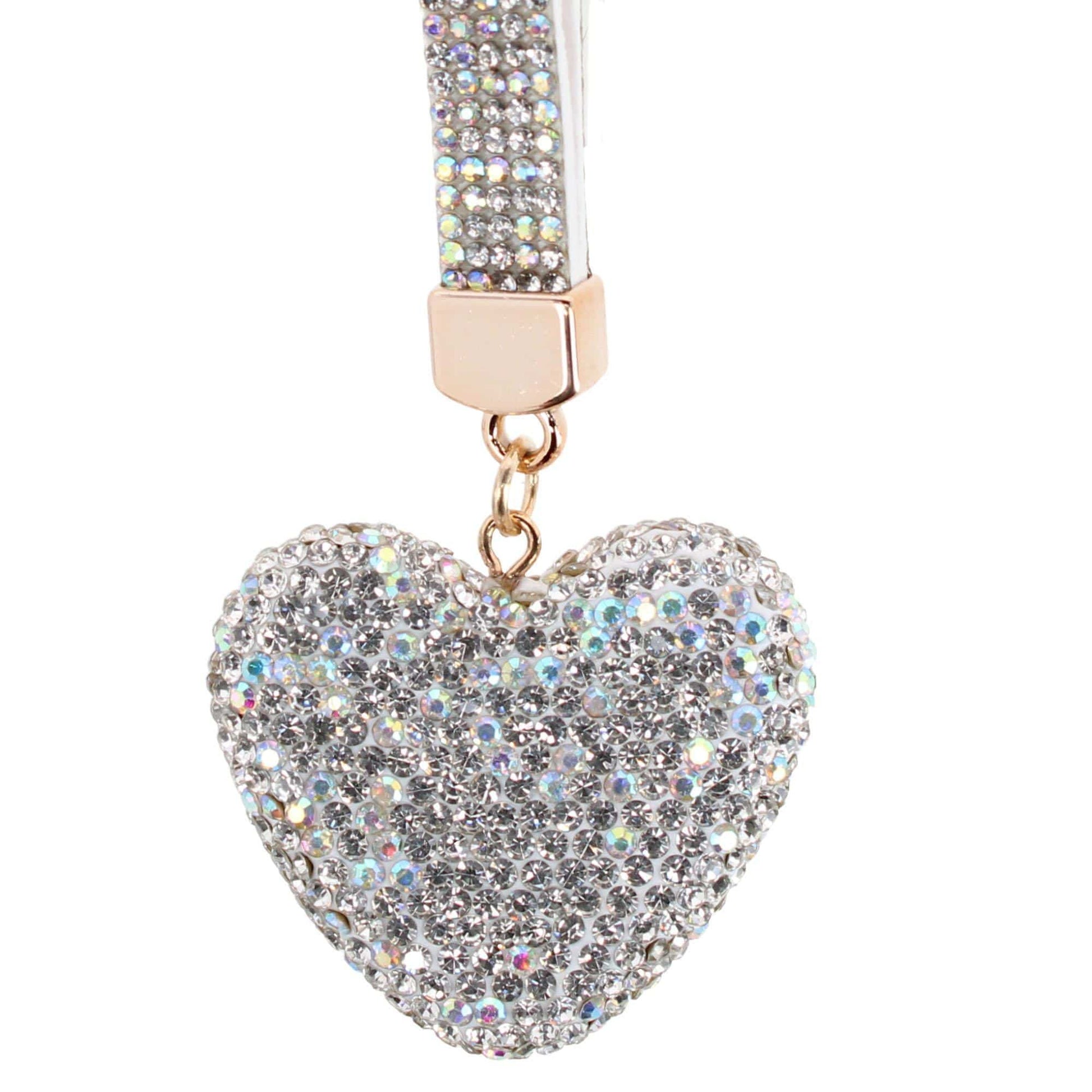 CTM® Women's Rhinestone Heart Bag Charm - Clear