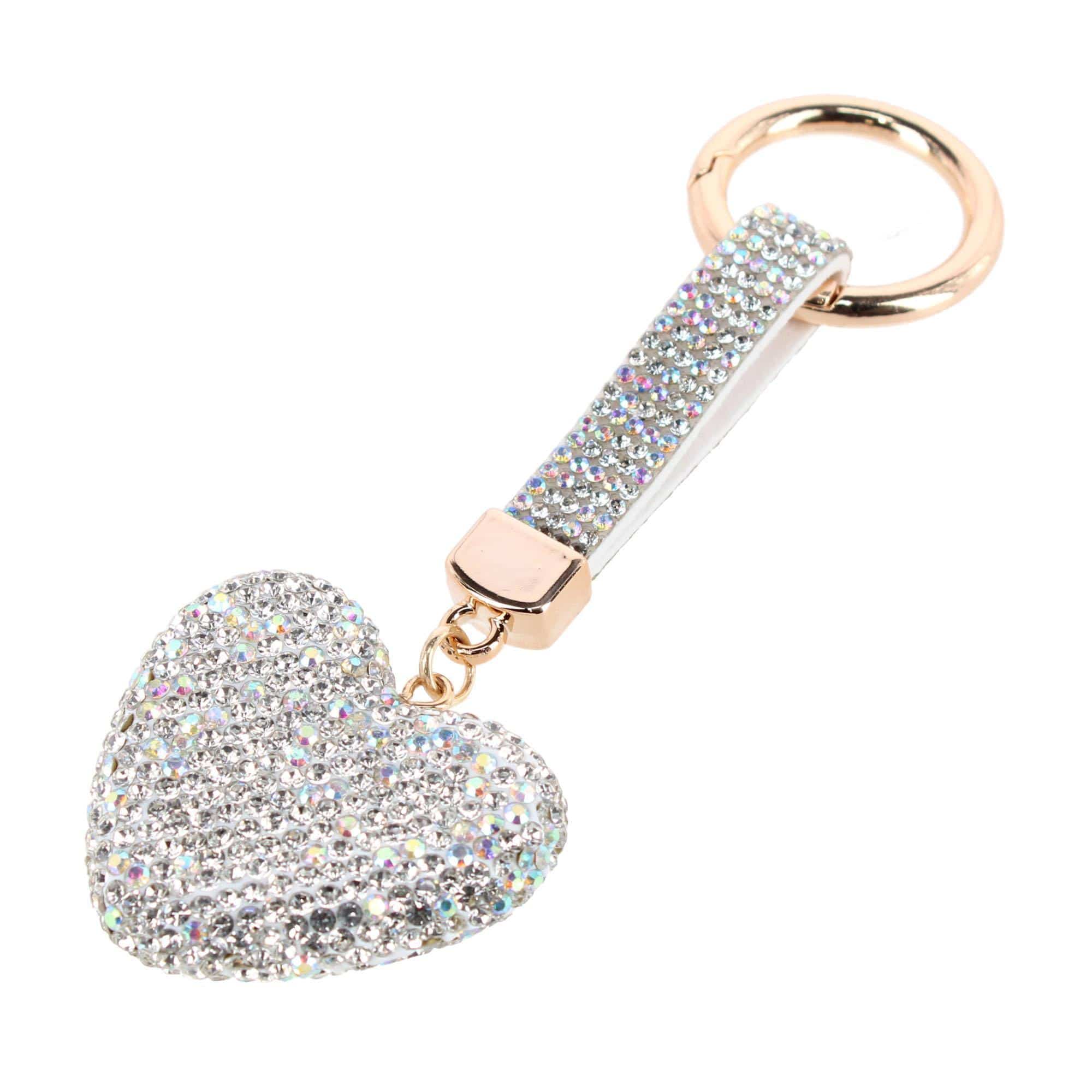 CTM® Women's Rhinestone Heart Bag Charm - Clear