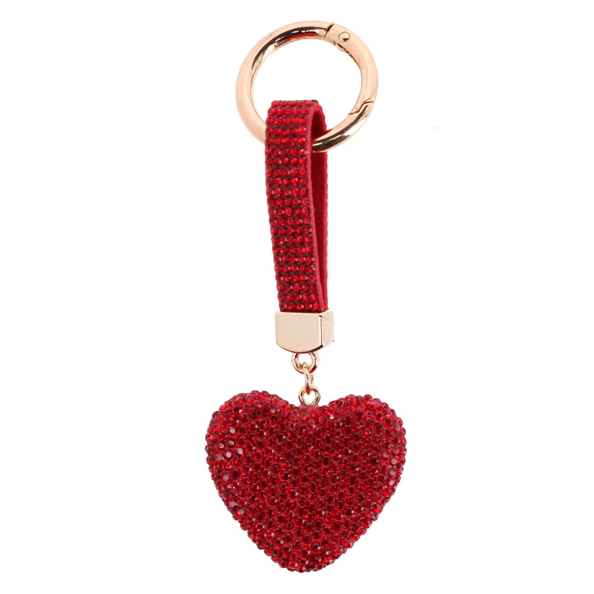 CTM® Women's Rhinestone Heart Bag Charm