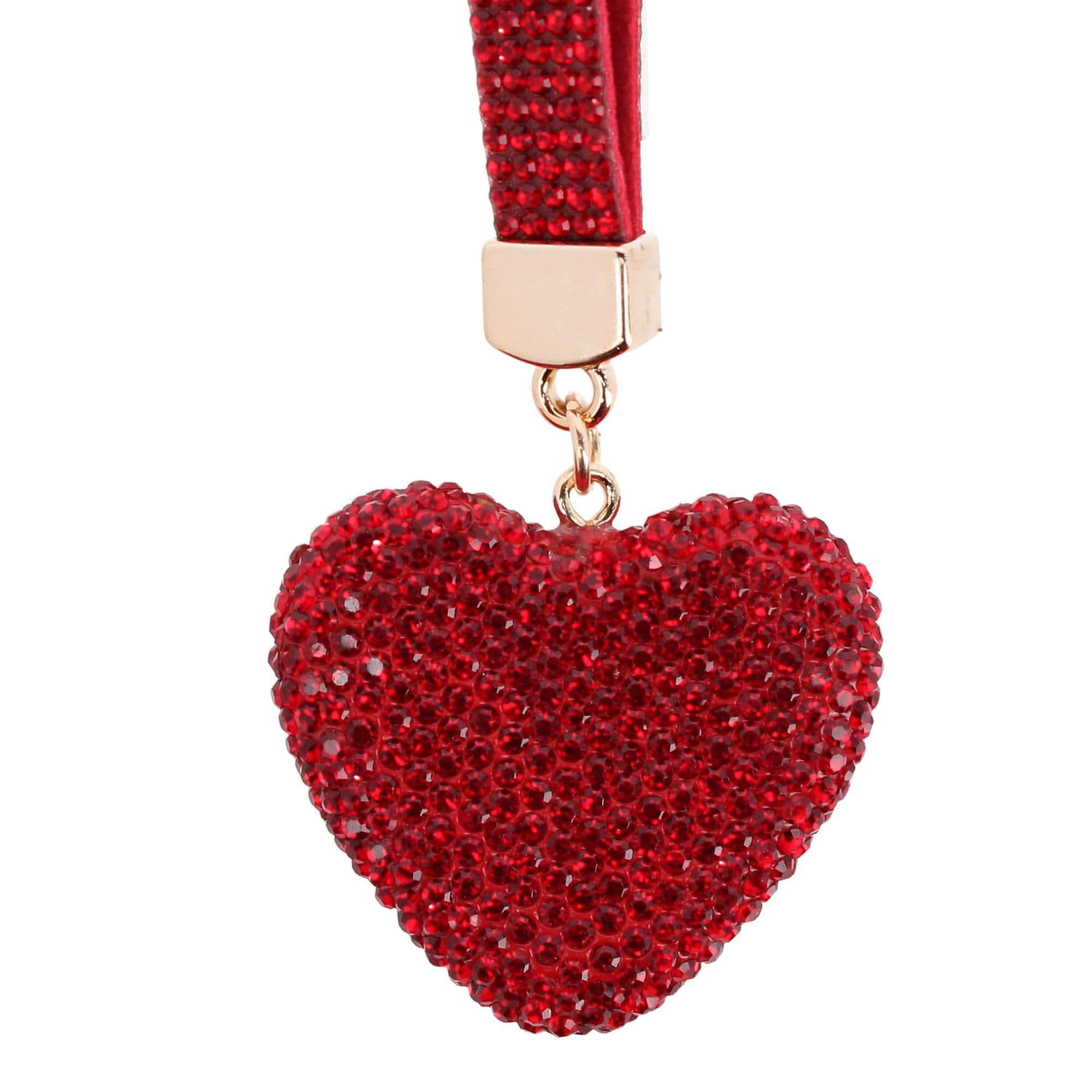 CTM® Women's Rhinestone Heart Bag Charm - Red