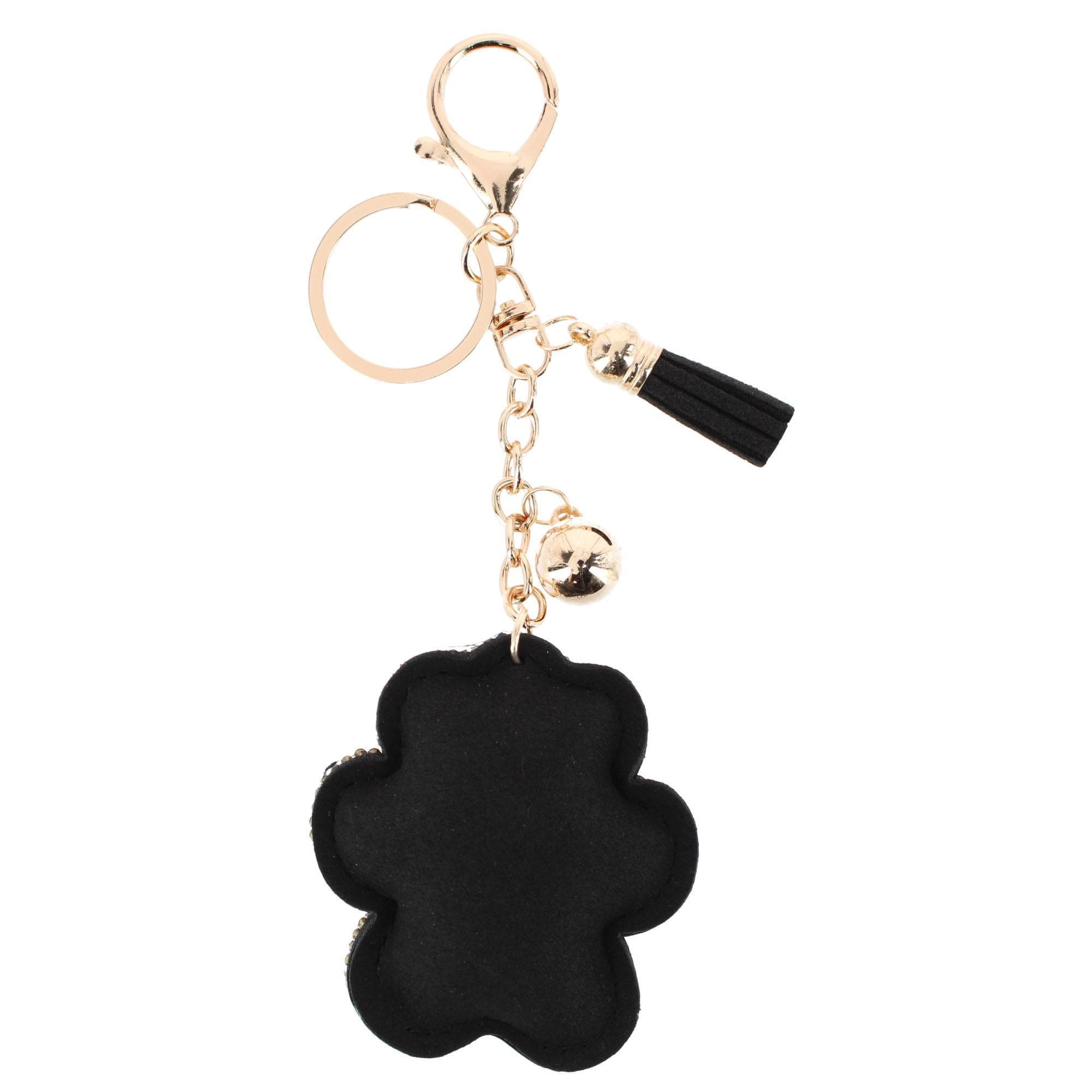 CTM® Women's Rhineston Dog Paw Bag Charm & Key Chain - Black