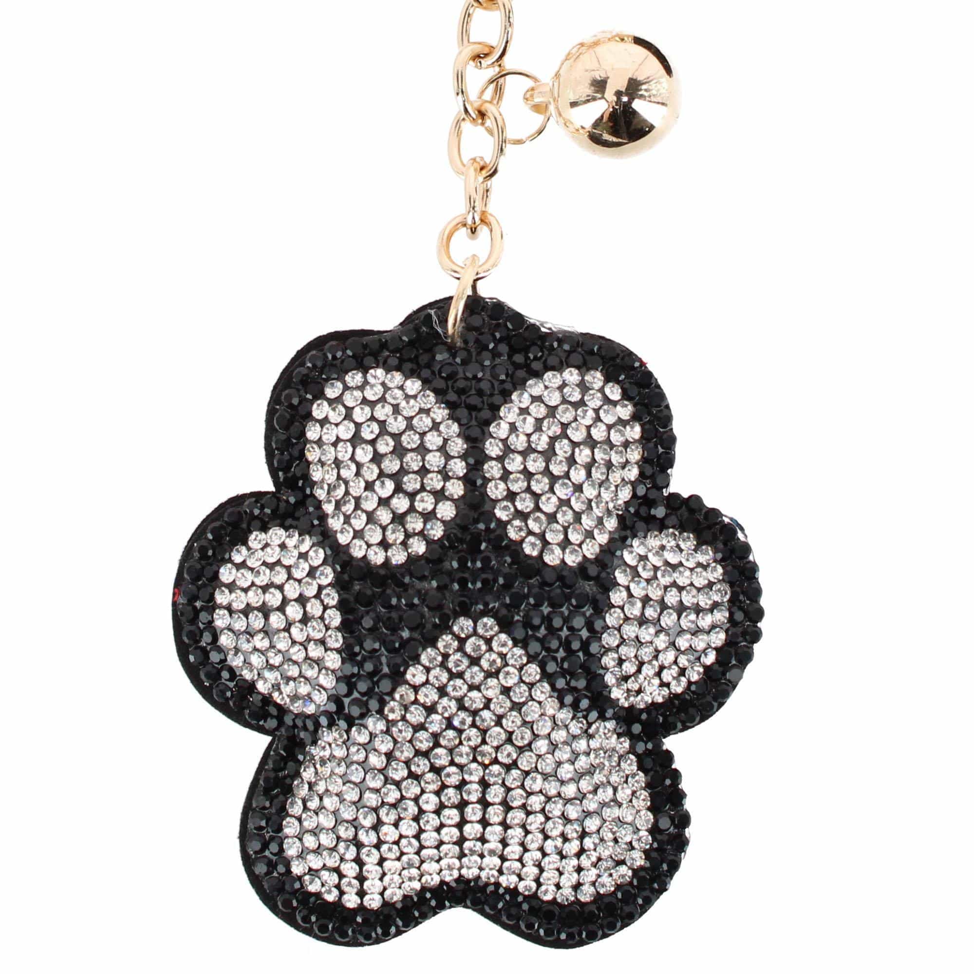 CTM® Women's Rhineston Dog Paw Bag Charm & Key Chain - Black