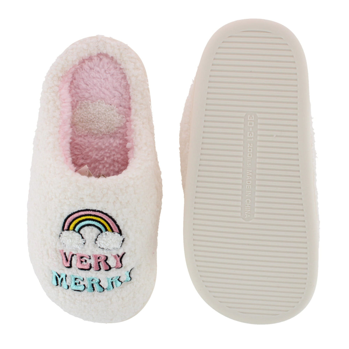 CTM® Kids' & Toddler Girls' Christmas Unicorn Holiday Slippers - White