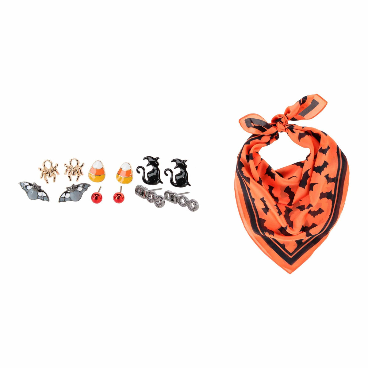 CTM® Women's Halloween Earring and Scarf Bundle - Women's Halloween Earring and Scarf Bundle