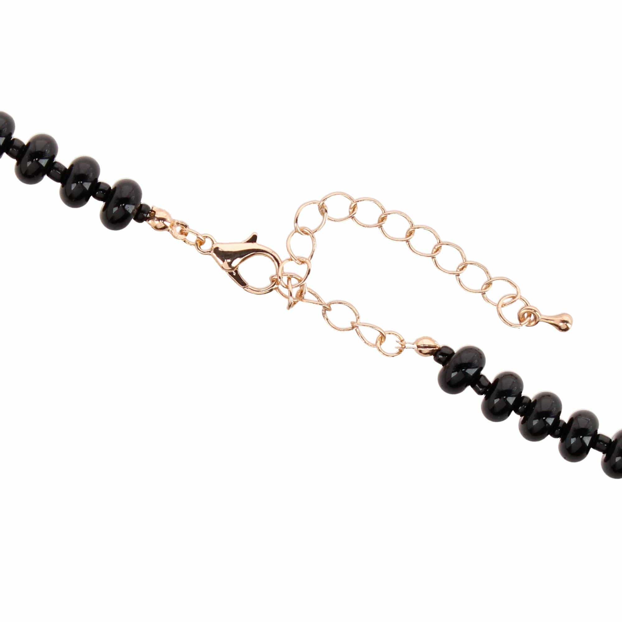 CTM® Women's Duo Color Beaded Charm Team Football Necklace - Black & Gold