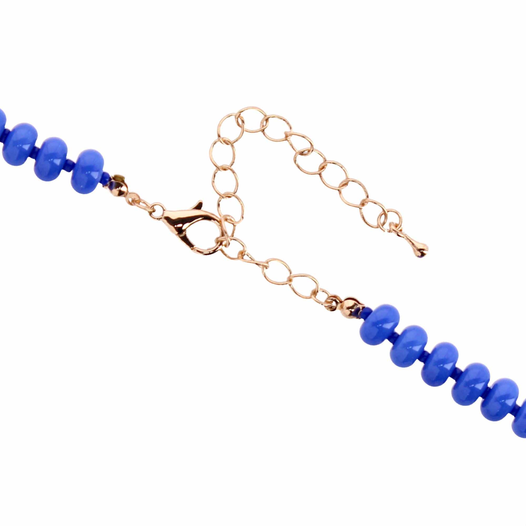 CTM® Women's Duo Color Beaded Charm Team Football Necklace - Blue and White