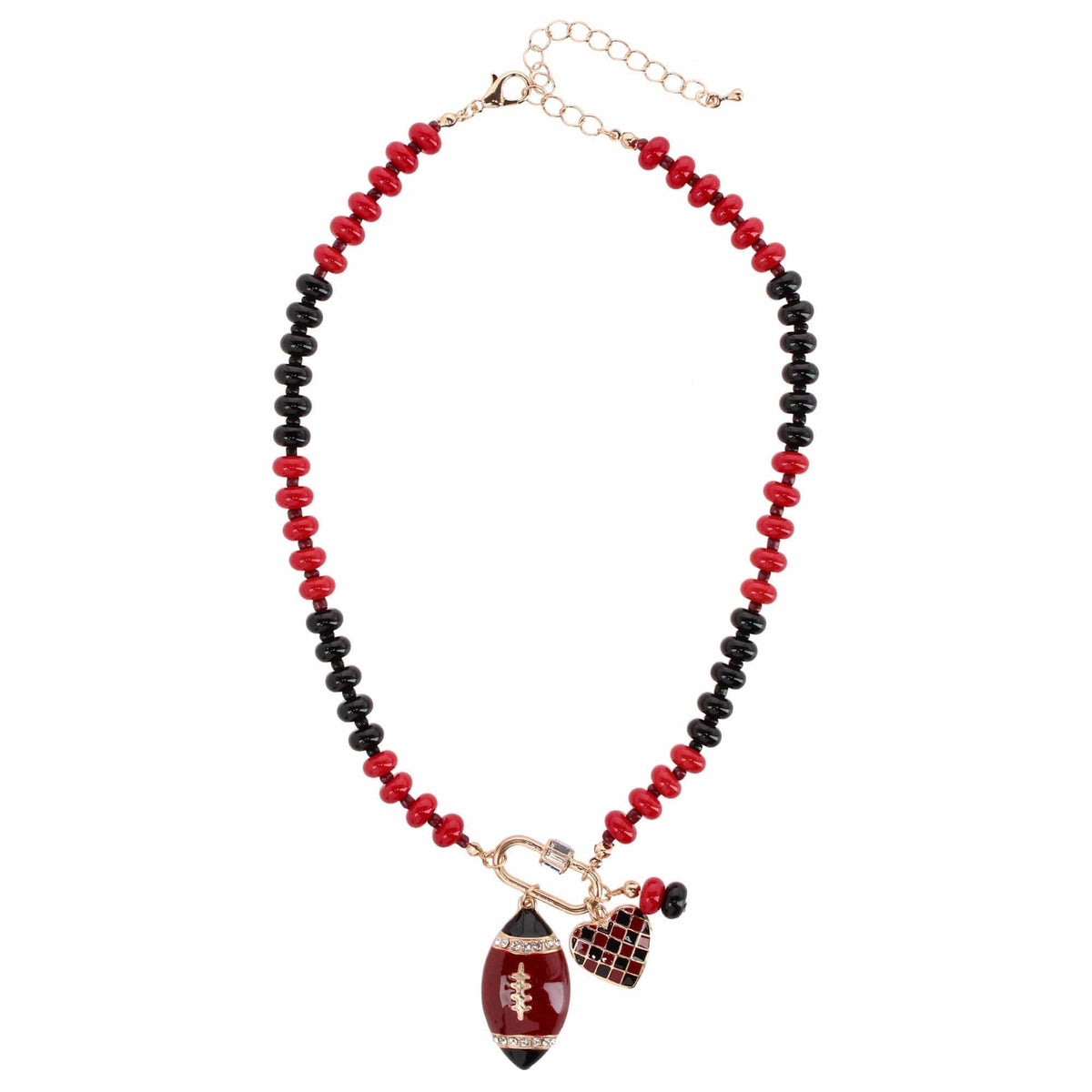 CTM® Women's Duo Color Beaded Football Charm Necklace for Game Day