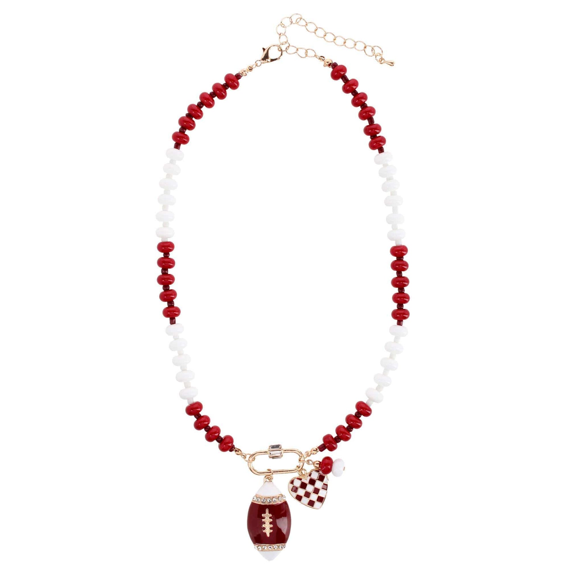 CTM® Women's Duo Color Beaded Charm Team Football Necklace