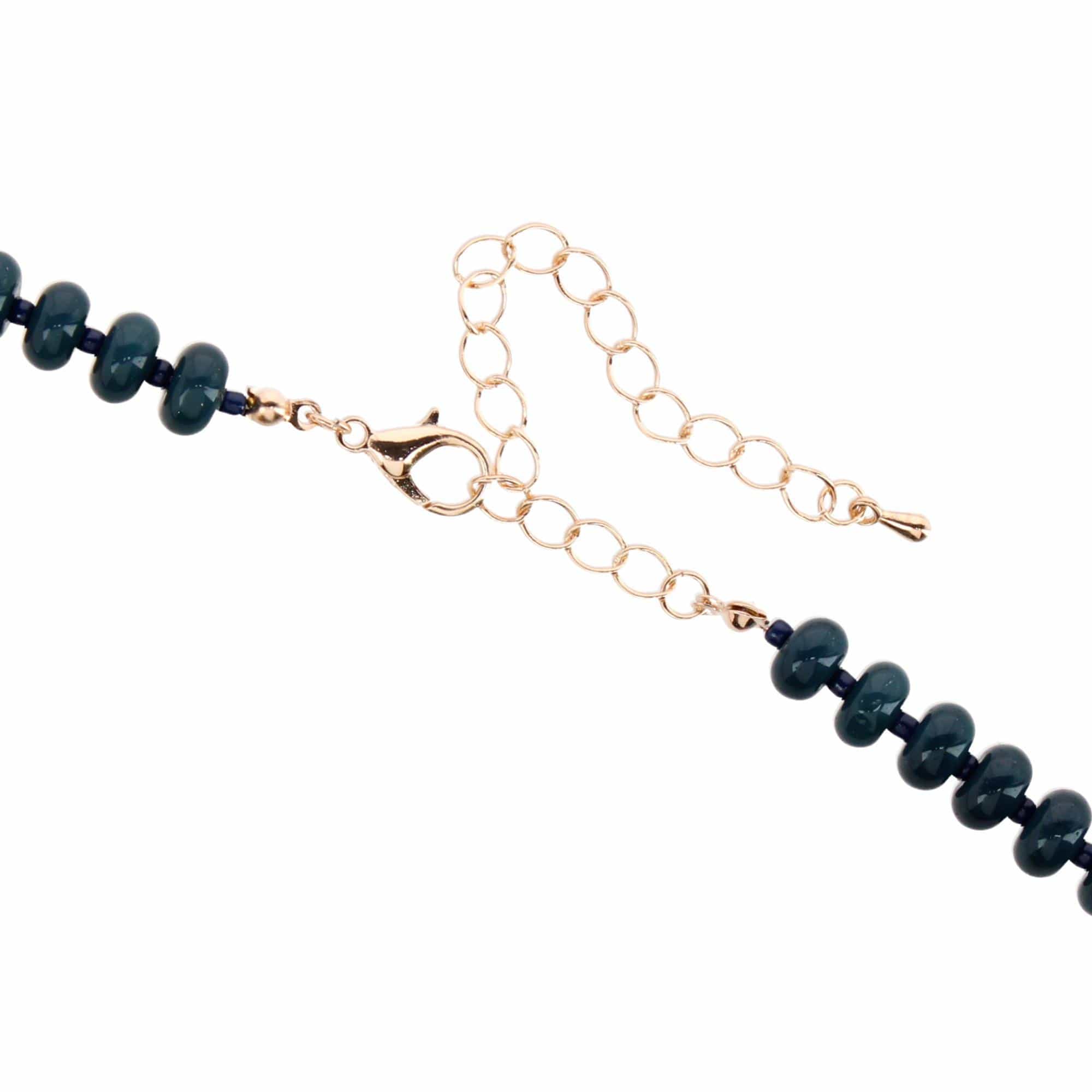 CTM® Women's Duo Color Beaded Charm Team Football Necklace - Navy and Orange