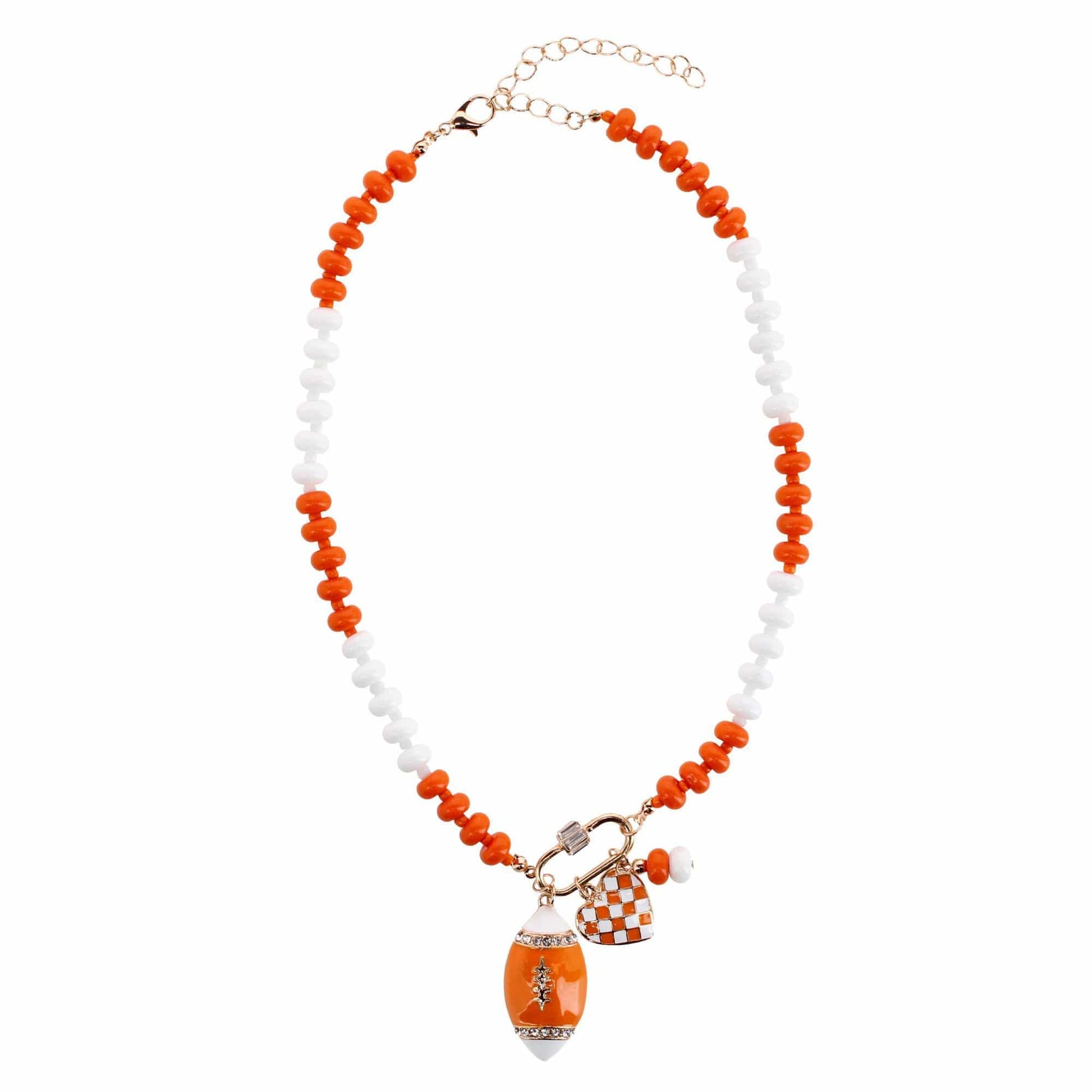 CTM® Women's Duo Color Beaded Charm Team Football Necklace