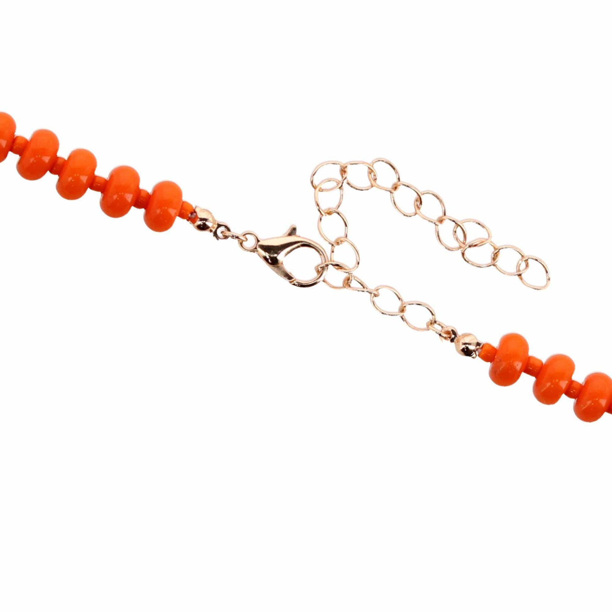 CTM® Women's Duo Color Beaded Charm Team Football Necklace - Orange and White