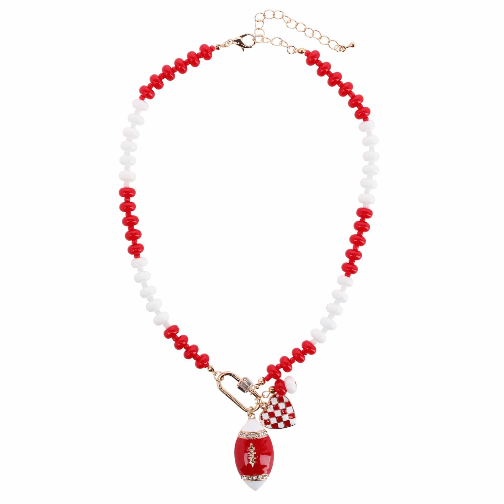 CTM® Women's Duo Color Beaded Charm Team Football Necklace