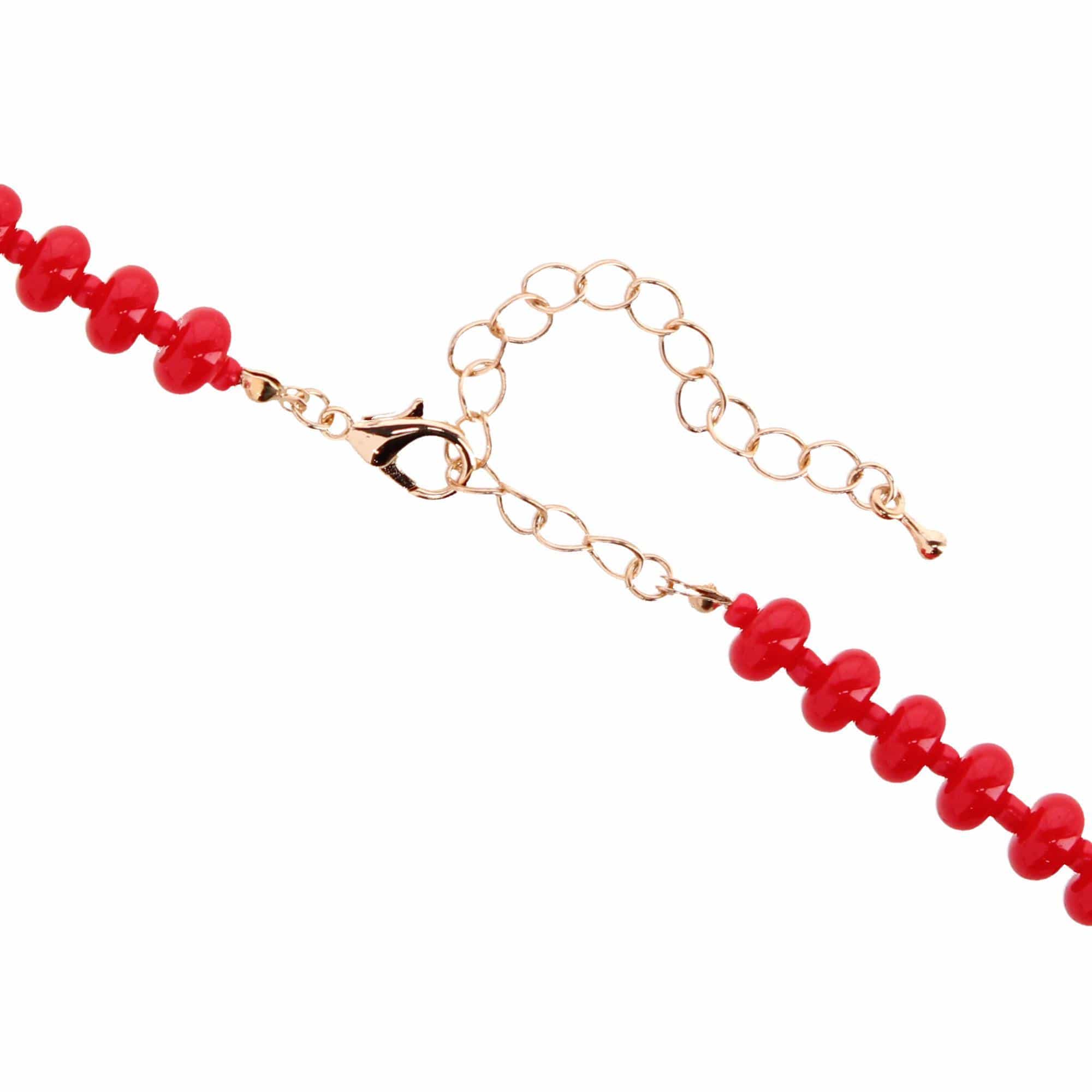 CTM® Women's Duo Color Beaded Charm Team Football Necklace - Red and White