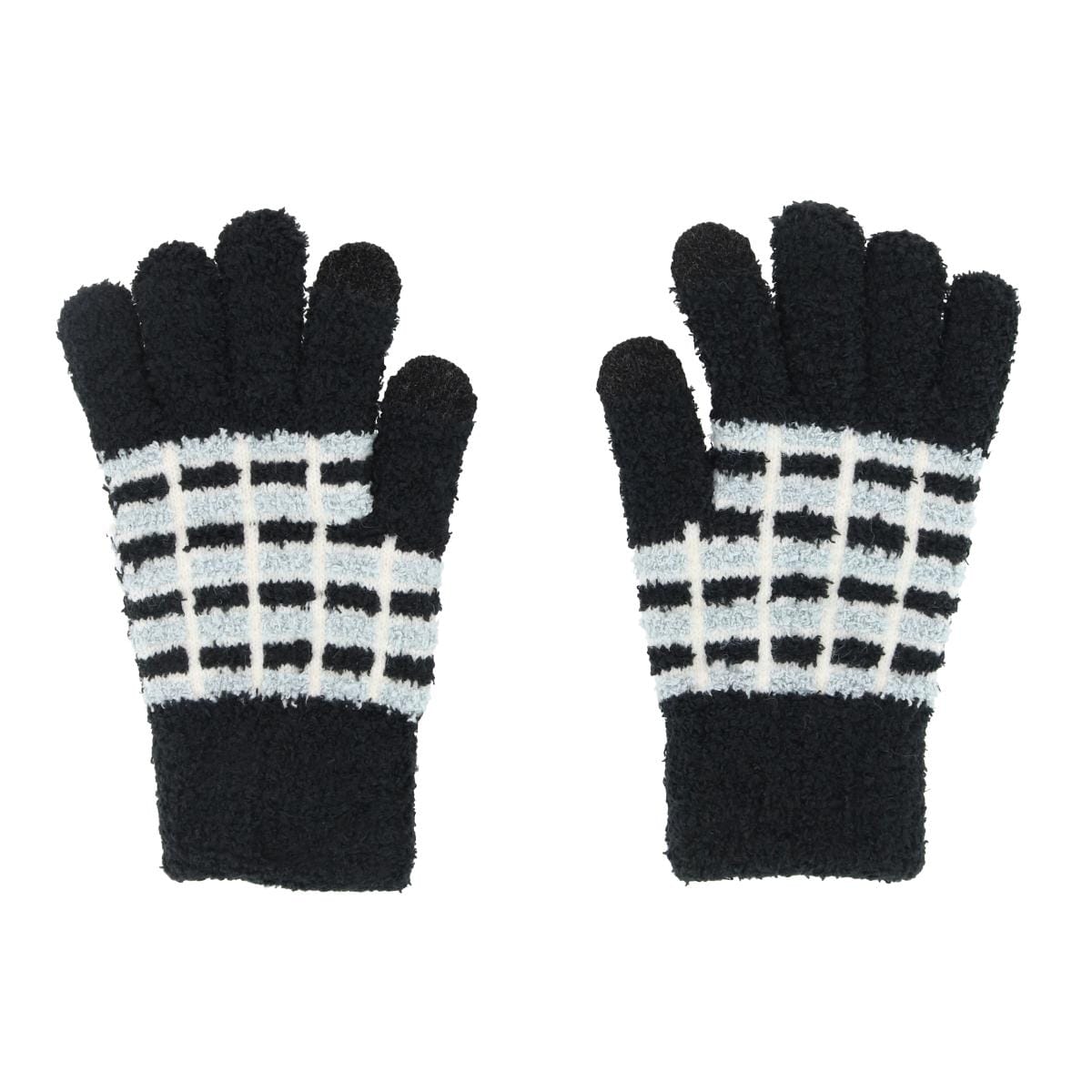 CTM® Women's Knit Color Block Touchscreen Compatible Winter Gloves - Black