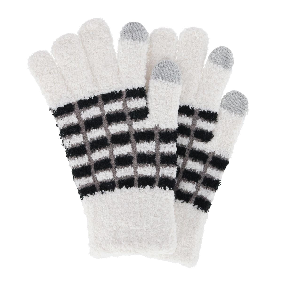 CTM® Women's Knit Color Block Touchscreen Compatible Winter Gloves - Ivory