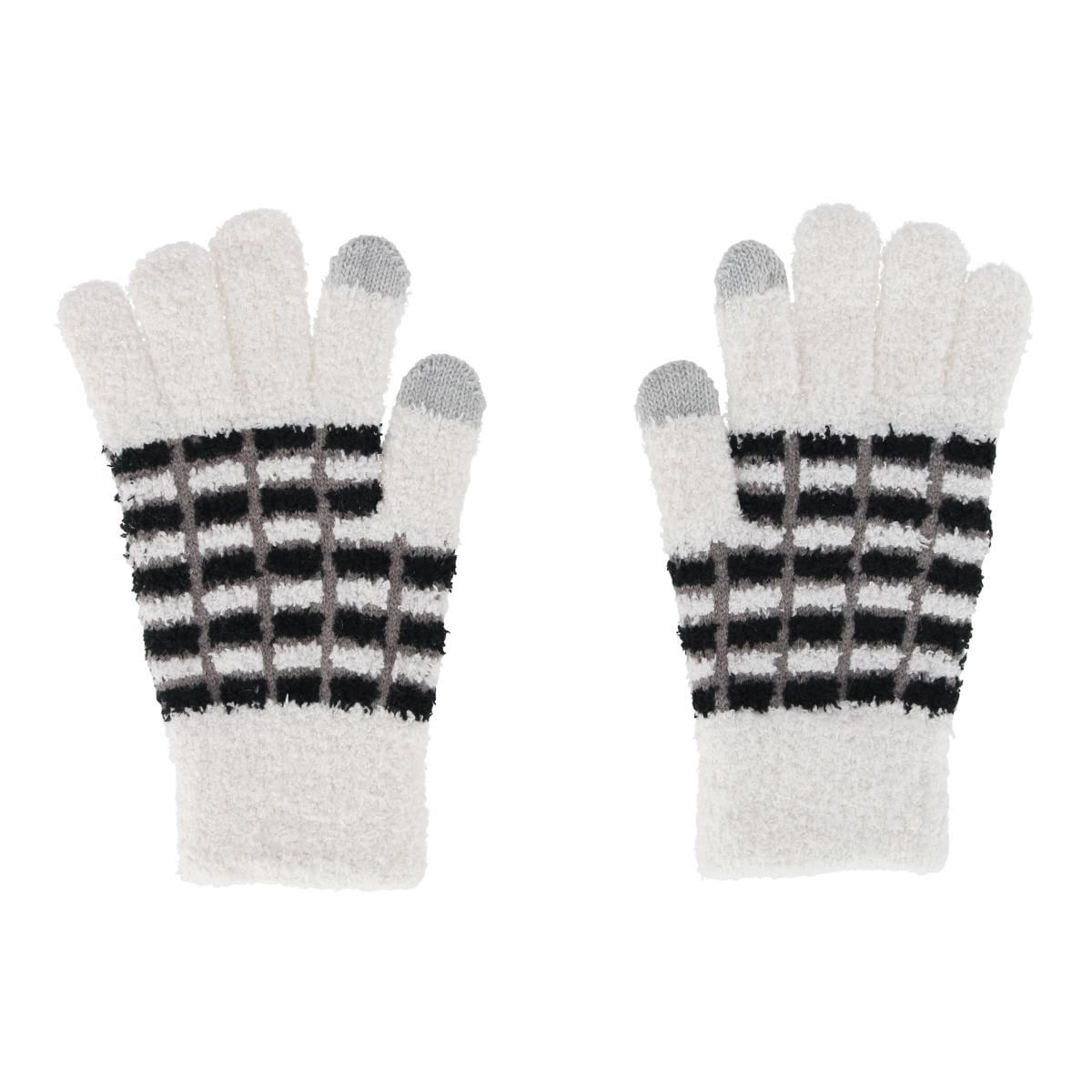 CTM® Women's Knit Color Block Touchscreen Compatible Winter Gloves - Ivory