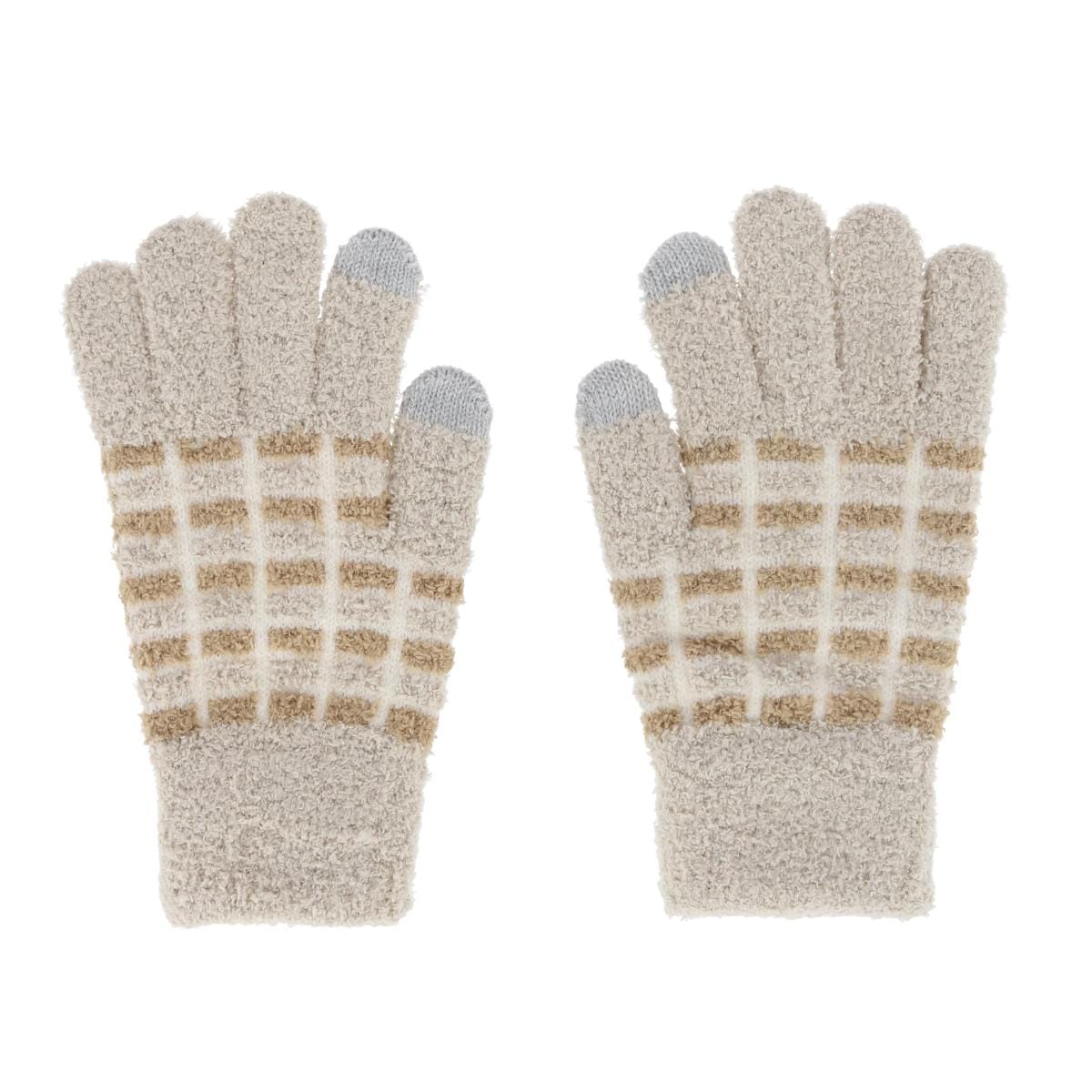 CTM® Women's Knit Color Block Touchscreen Compatible Winter Gloves - Taupe