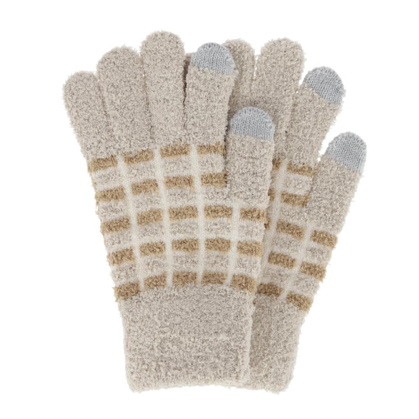 Women's Knit Color Block Touchscreen Compatible Winter Gloves