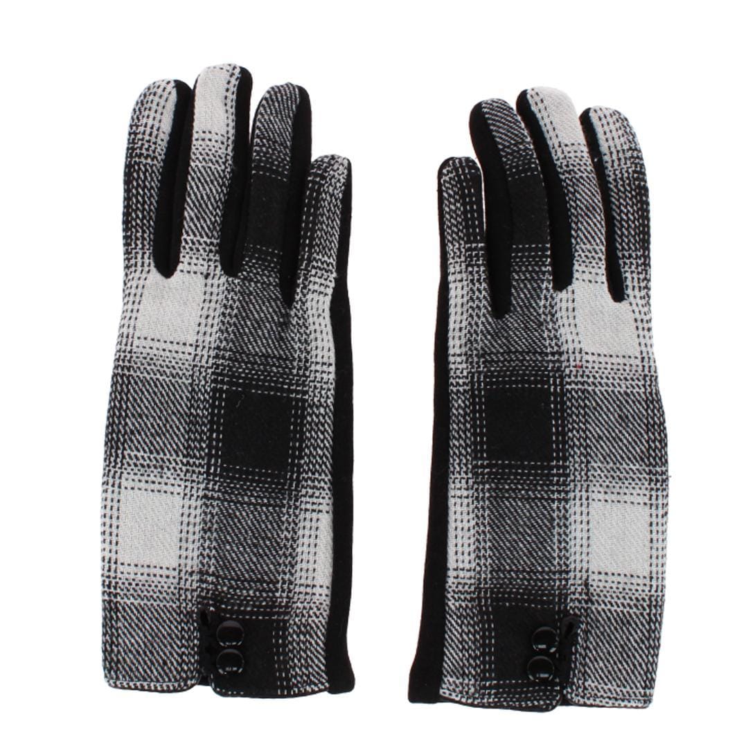 CTM® Women's Buffalo Plaid Touchscreen Winter Gloves - White/Black