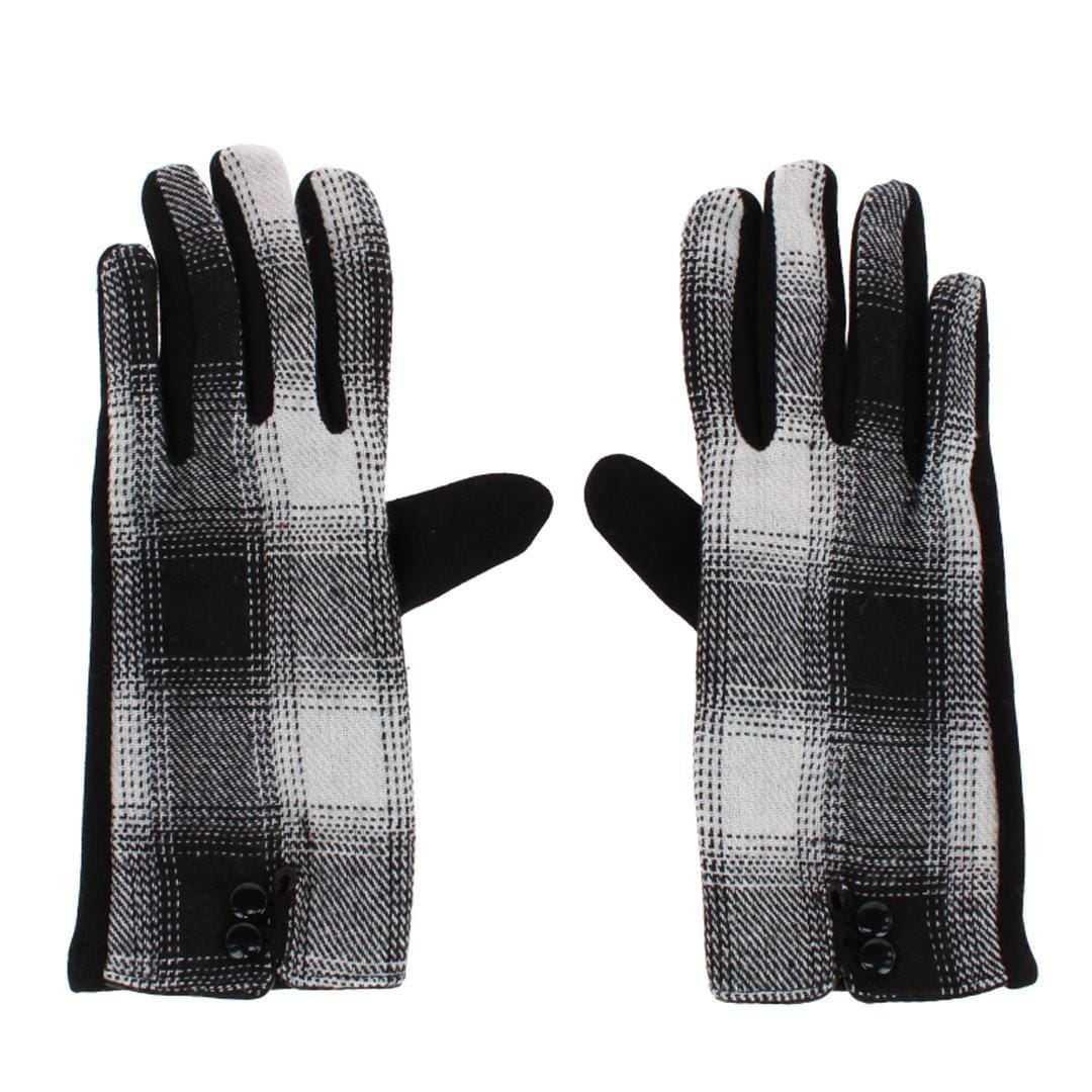 CTM® Women's Buffalo Plaid Touchscreen Winter Gloves - White/Black