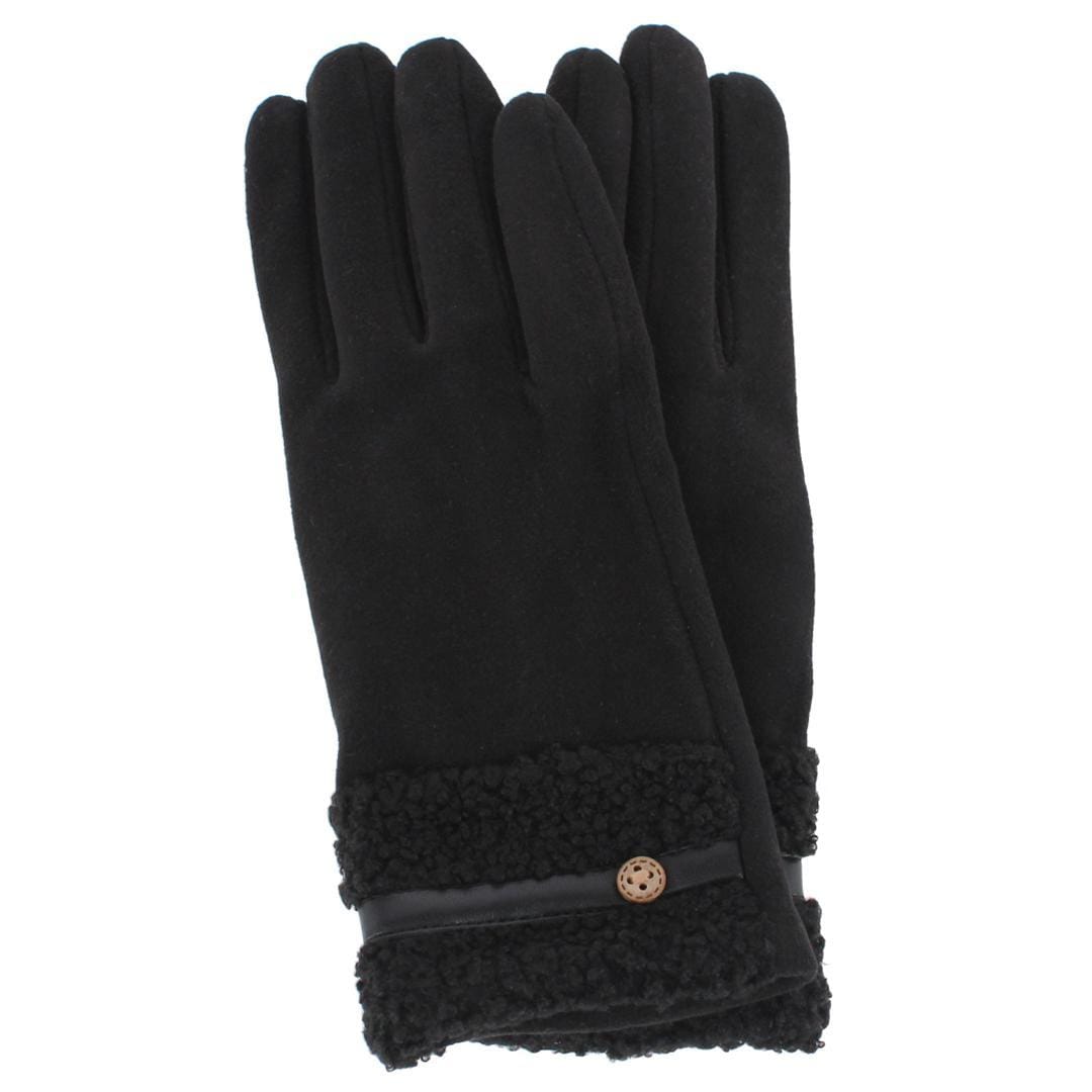 CTM® Women's Teddy Synthetic Fleece Touchscreen Winter Gloves - Black