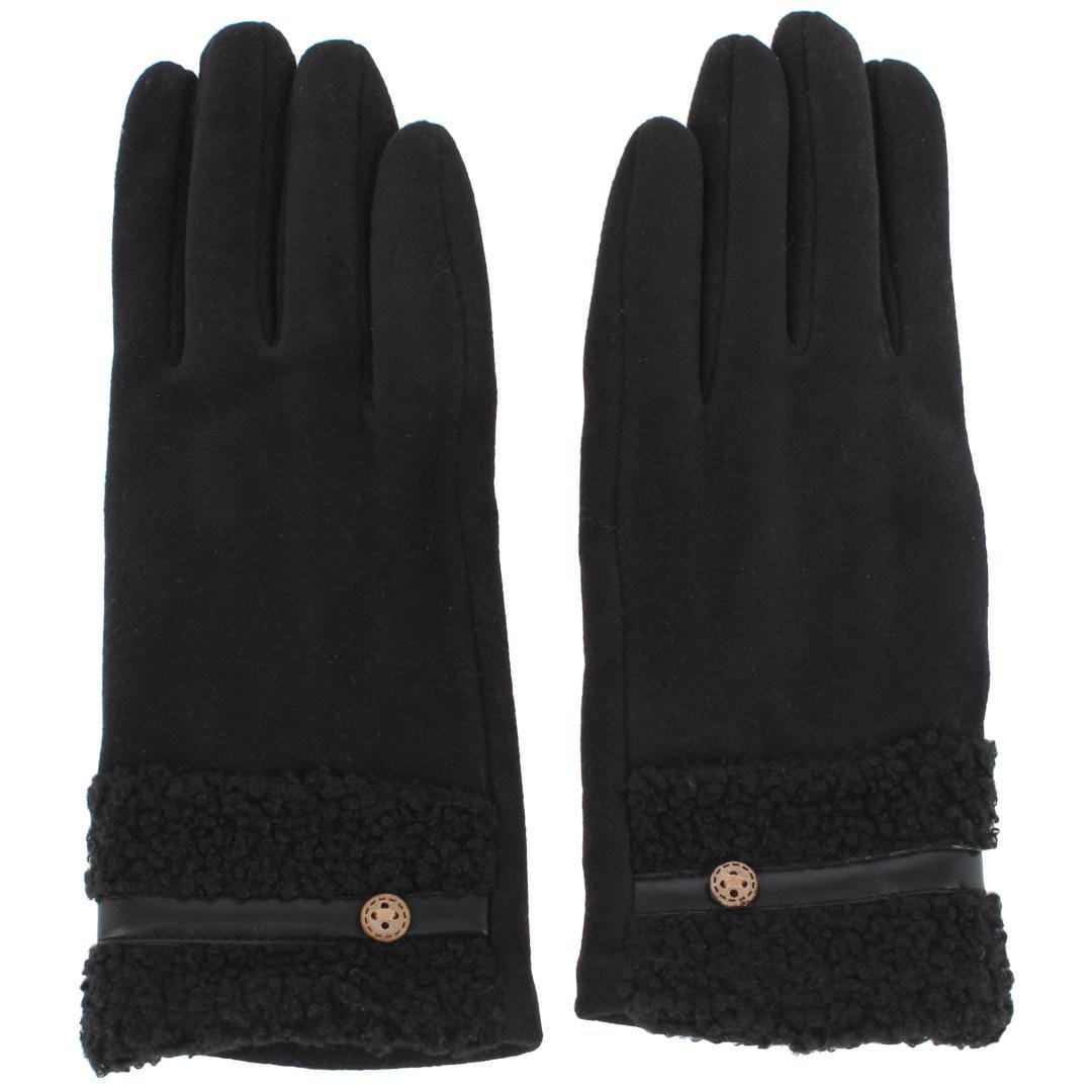 CTM® Women's Teddy Synthetic Fleece Touchscreen Winter Gloves - Black