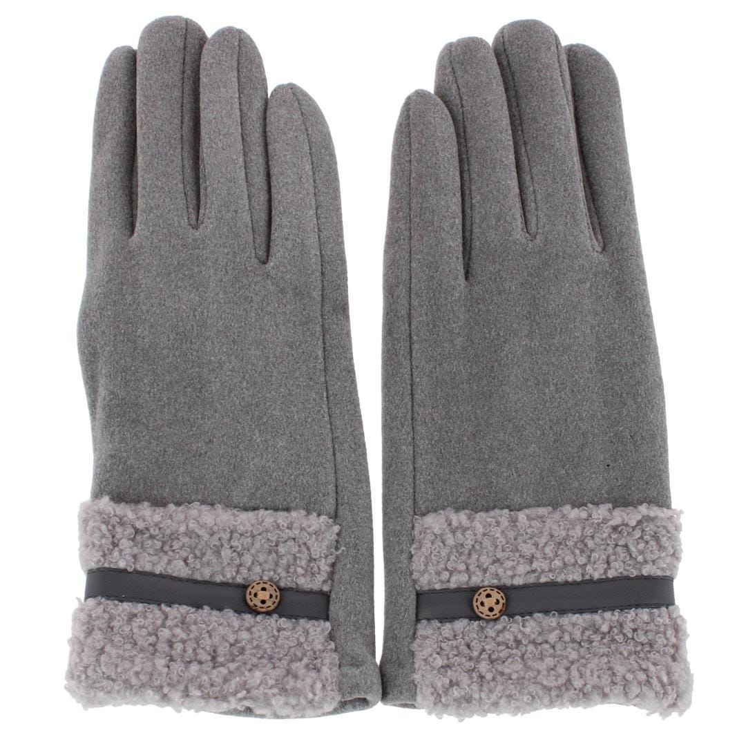 CTM® Women's Teddy Synthetic Fleece Touchscreen Winter Gloves - Gray
