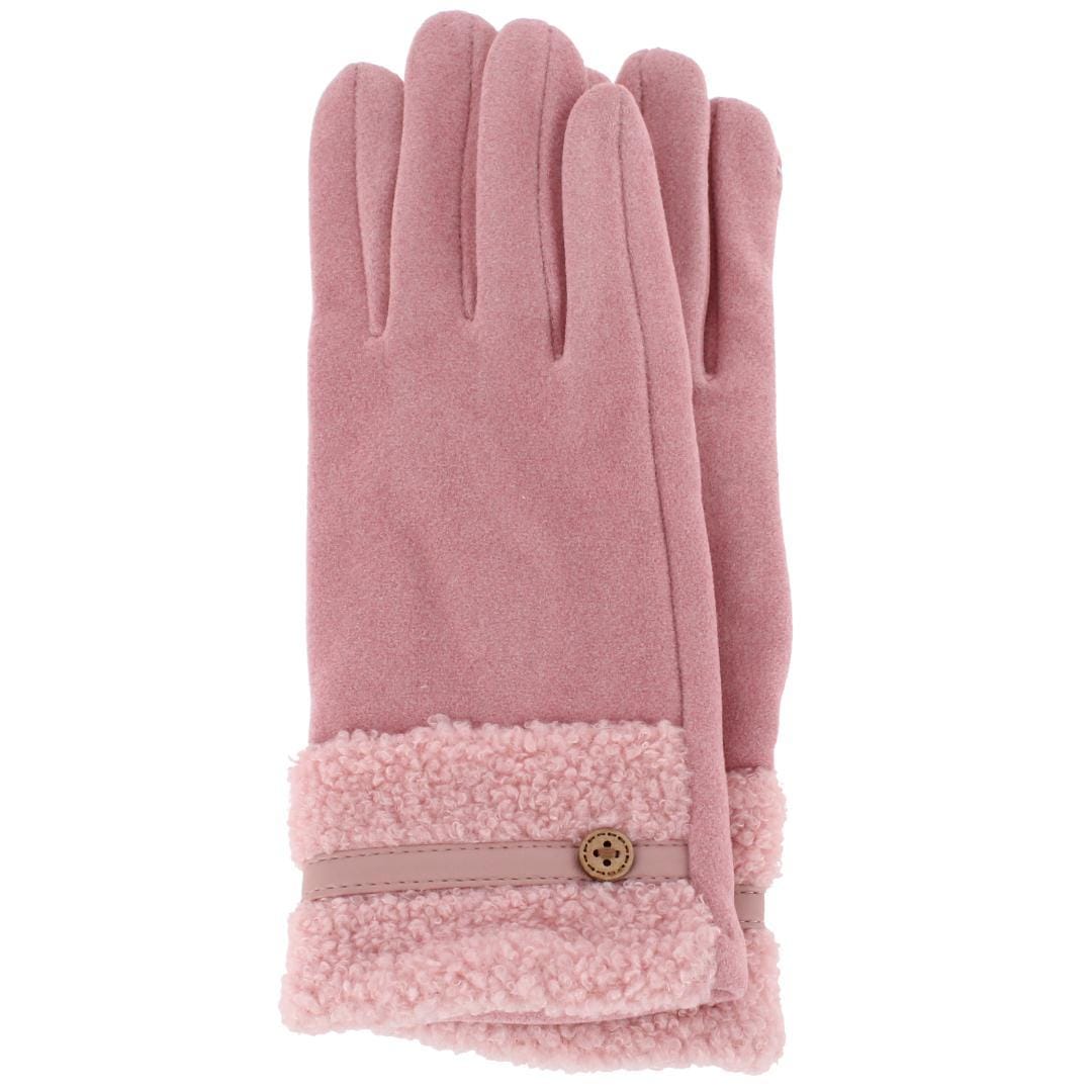 CTM® Women's Teddy Synthetic Fleece Touchscreen Winter Gloves - Pink