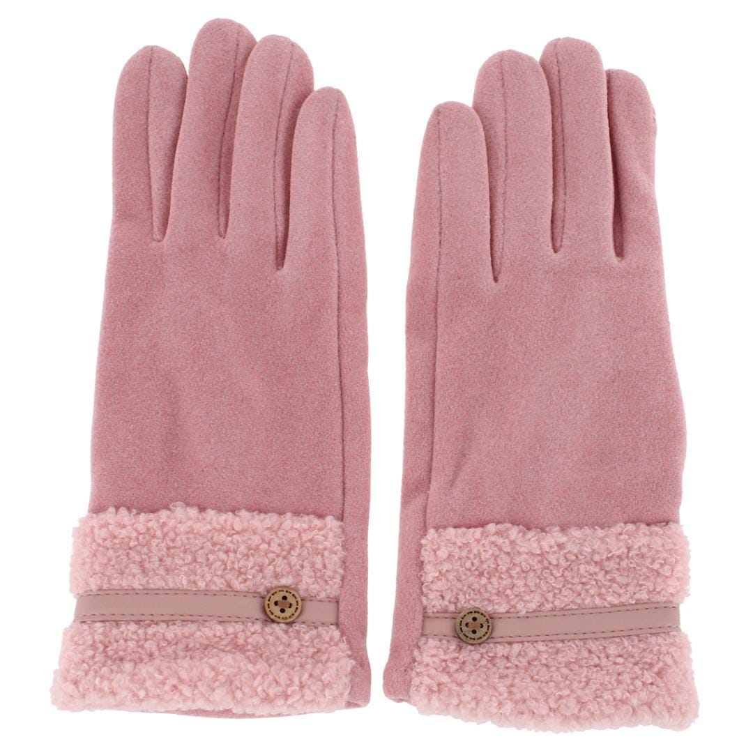 CTM® Women's Teddy Synthetic Fleece Touchscreen Winter Gloves - Pink