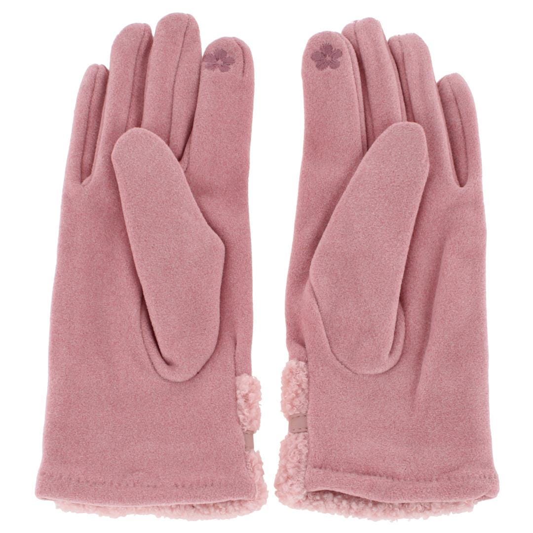 CTM® Women's Teddy Synthetic Fleece Touchscreen Winter Gloves - Pink