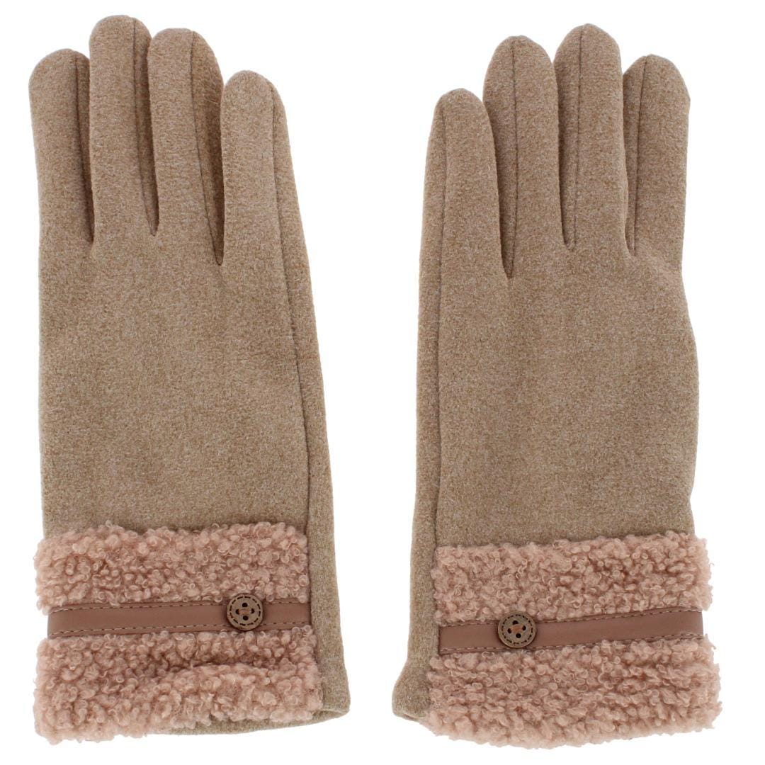 CTM® Women's Teddy Synthetic Fleece Touchscreen Winter Gloves - Taupe