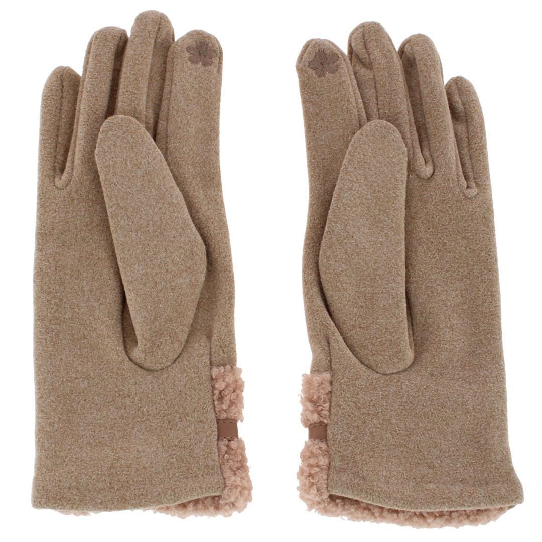 CTM® Women's Teddy Synthetic Fleece Touchscreen Winter Gloves - Taupe