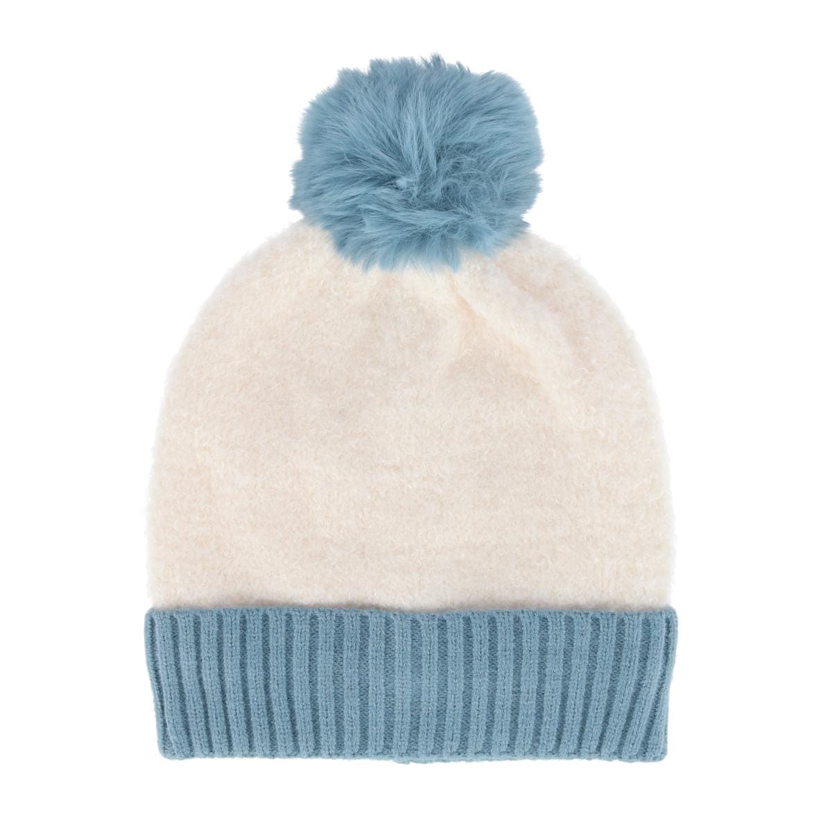 CTM® Women's Two Tone Knit Winter Beanie Hat with Pom