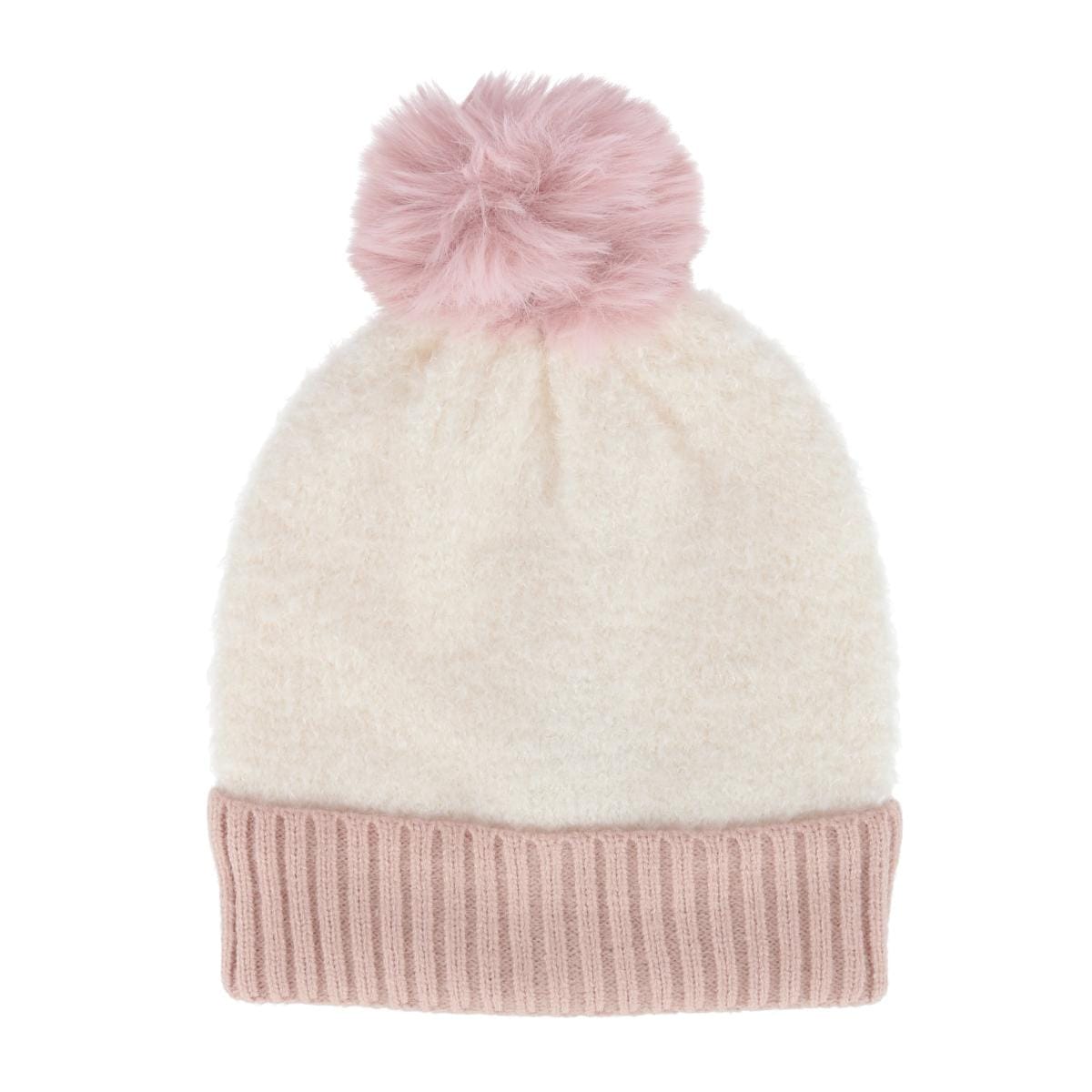 CTM® Women's Two Tone Knit Winter Beanie Hat with Pom