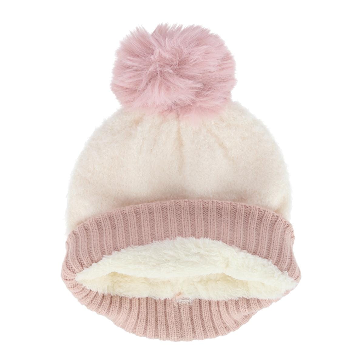 CTM® Women's Two Tone Knit Winter Beanie Hat with Pom - Pink