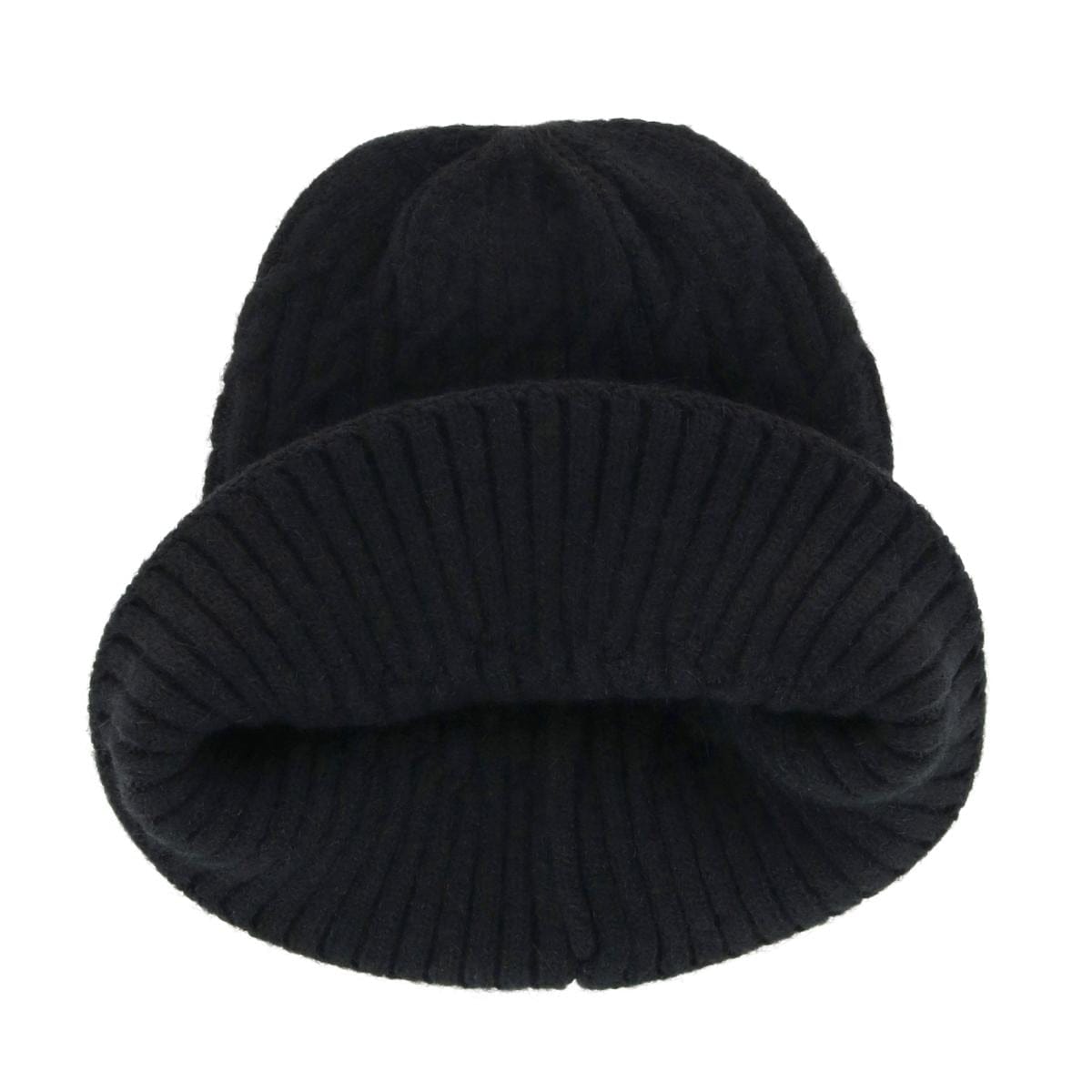 CTM® Women's Solid Braided Knit Winter Beanie Hat - Black