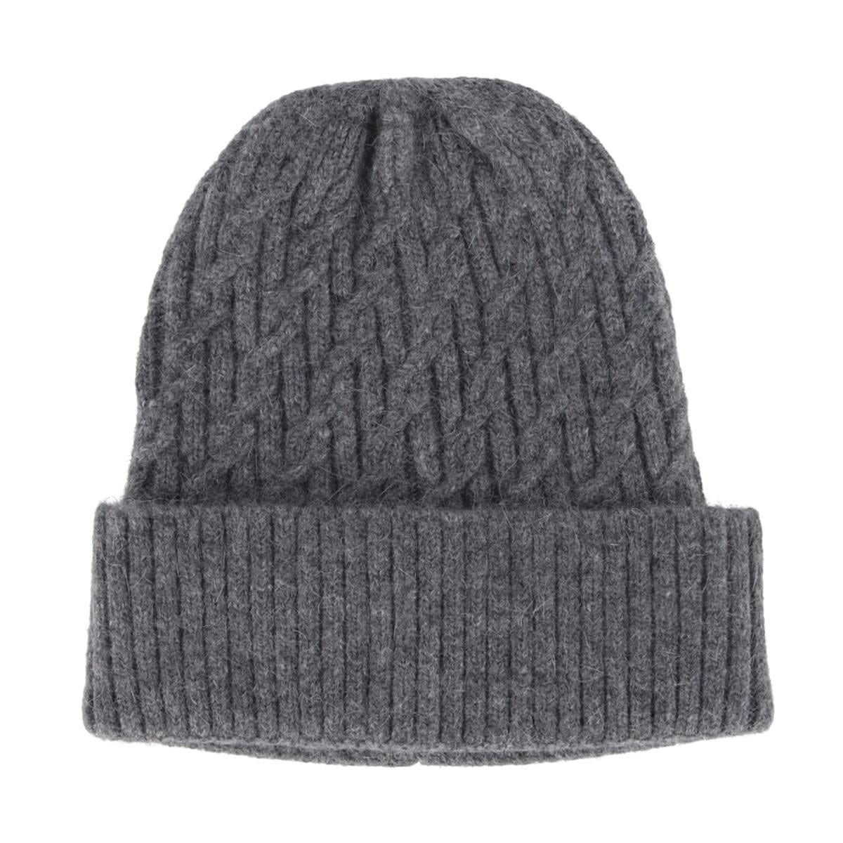 CTM® Women's Solid Braided Knit Winter Beanie Hat