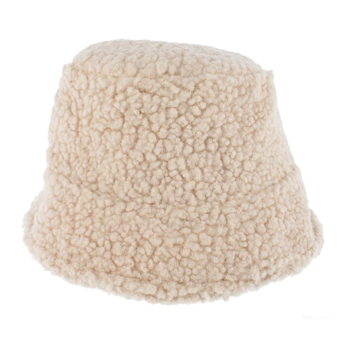 CTM® Women's Sherpa Reversible Bucket Hat - Cream