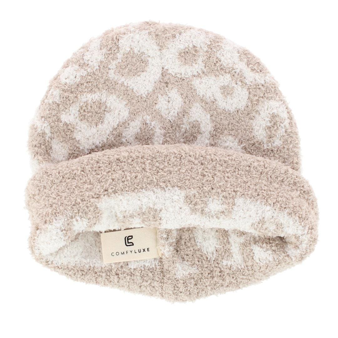 CTM® Girl's One Size Fits Most Soft Leopard Knit Winter Beanie Hat - Pink