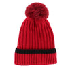 Women's Ribbed Knit Stripe Winter Beanie Hat with Pom