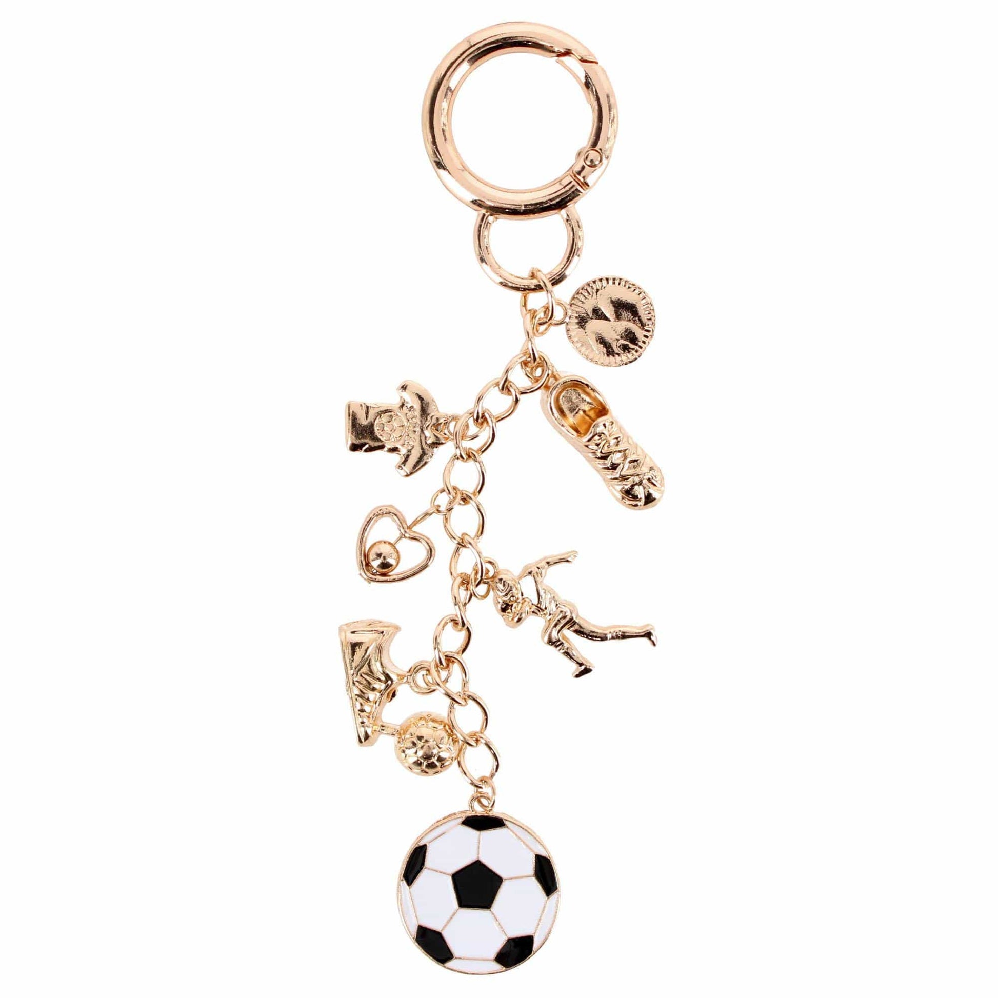 CTM® Women's World Soccer Dangle Bag Charm - Gold