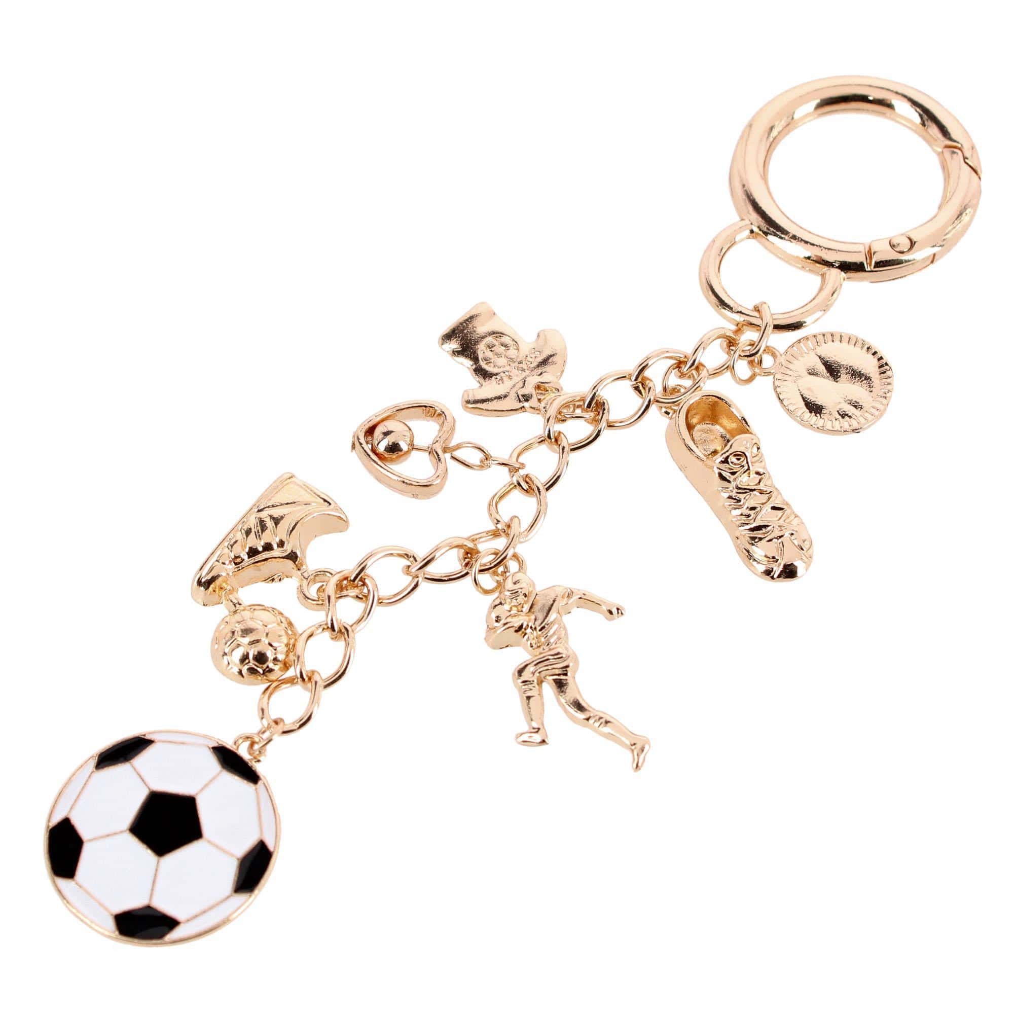CTM® Women's World Soccer Dangle Bag Charm - Gold