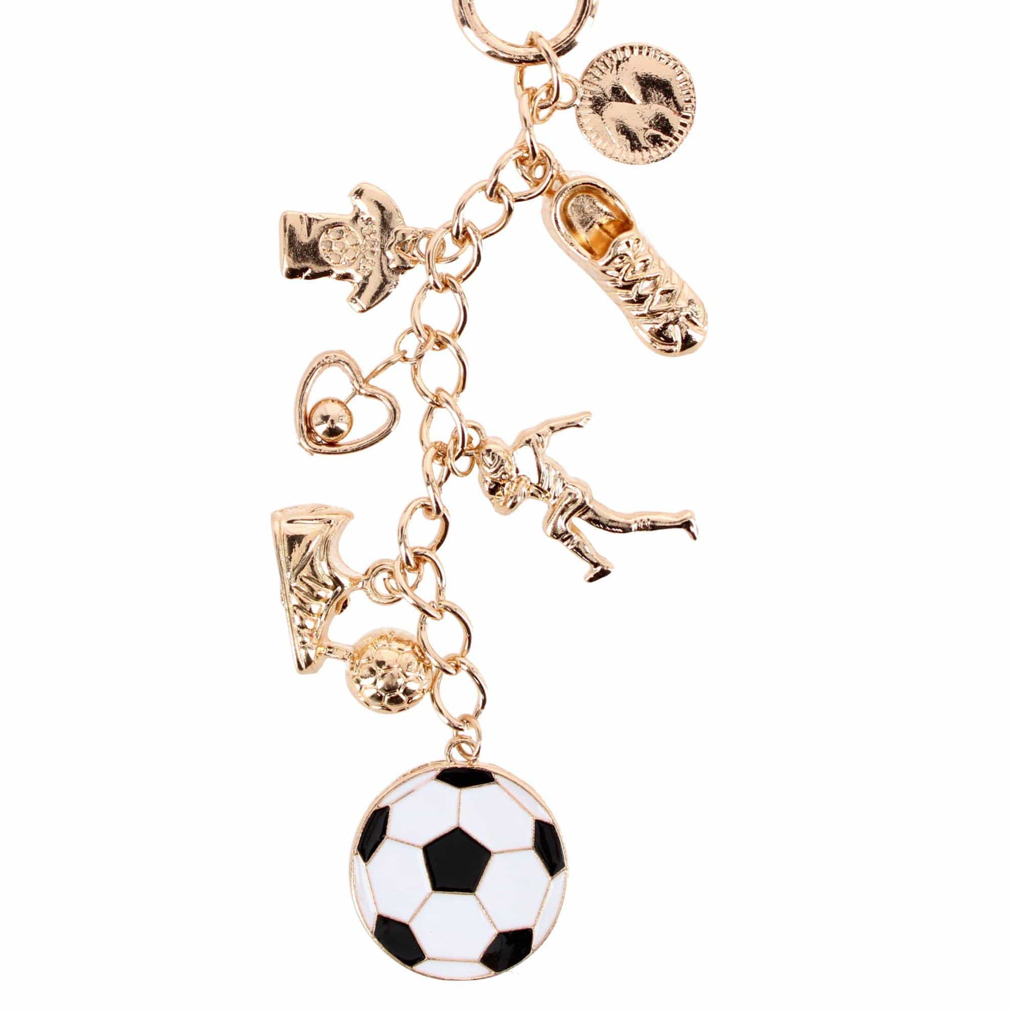 CTM® Women's World Soccer Dangle Bag Charm - Gold
