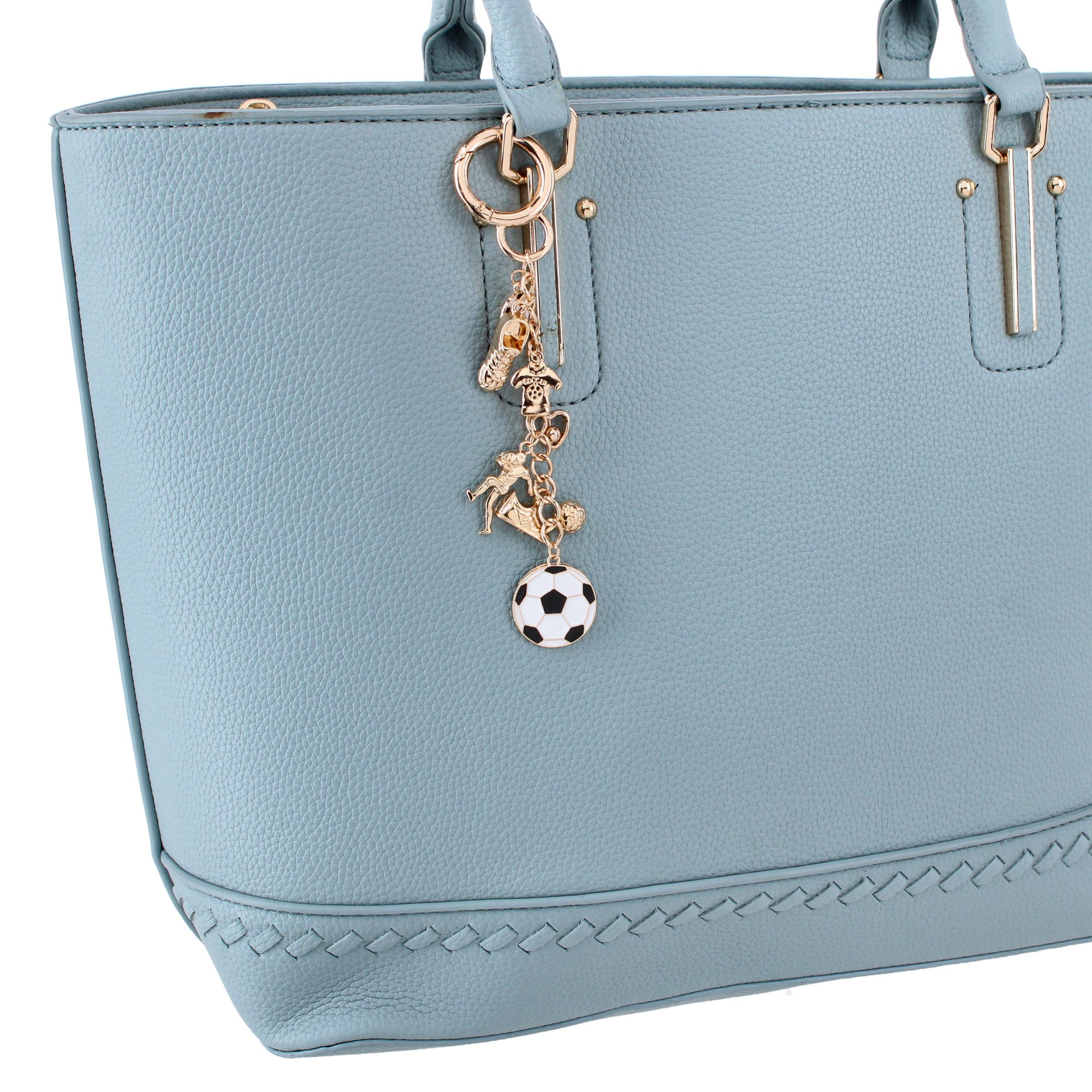 CTM® Women's World Soccer Dangle Bag Charm - Gold