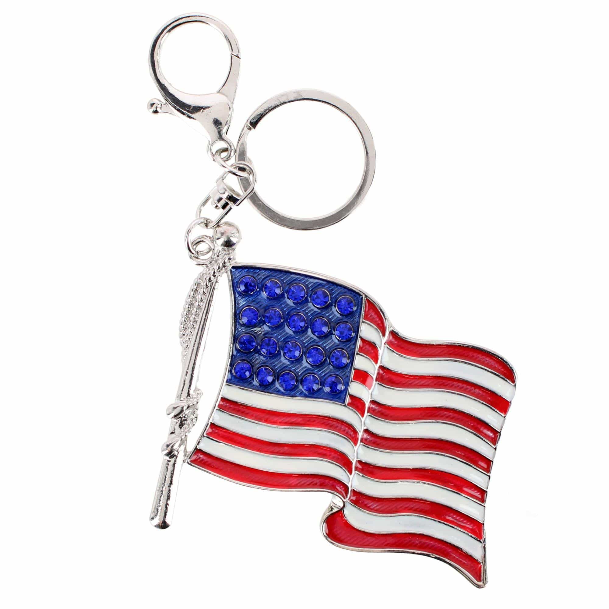 CTM® Women's Old Faithful Rhinestone Embellished Bag Charm & Keychain - Red, White, and Blue