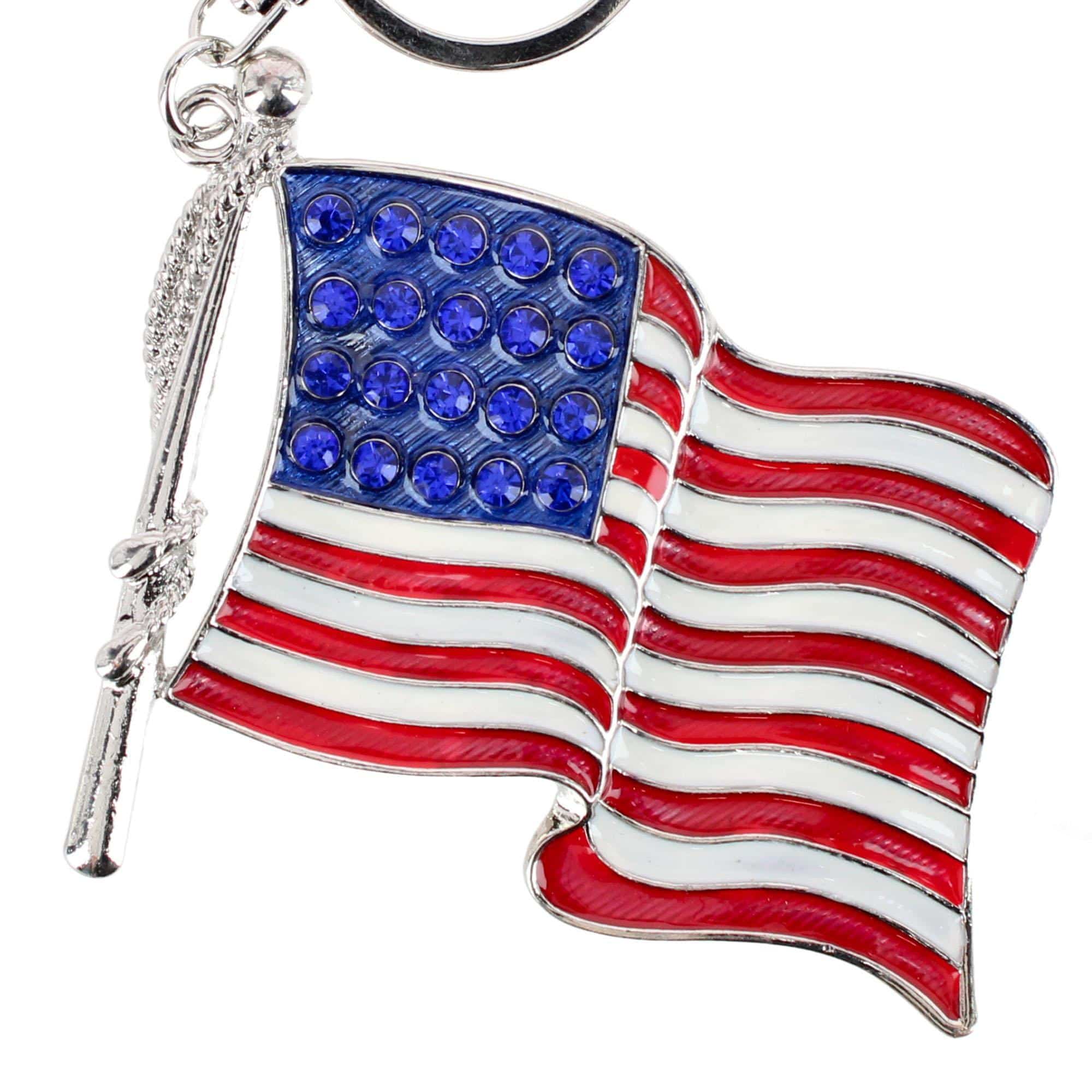 CTM® Women's Old Faithful Rhinestone Embellished Bag Charm & Keychain - Red, White, and Blue