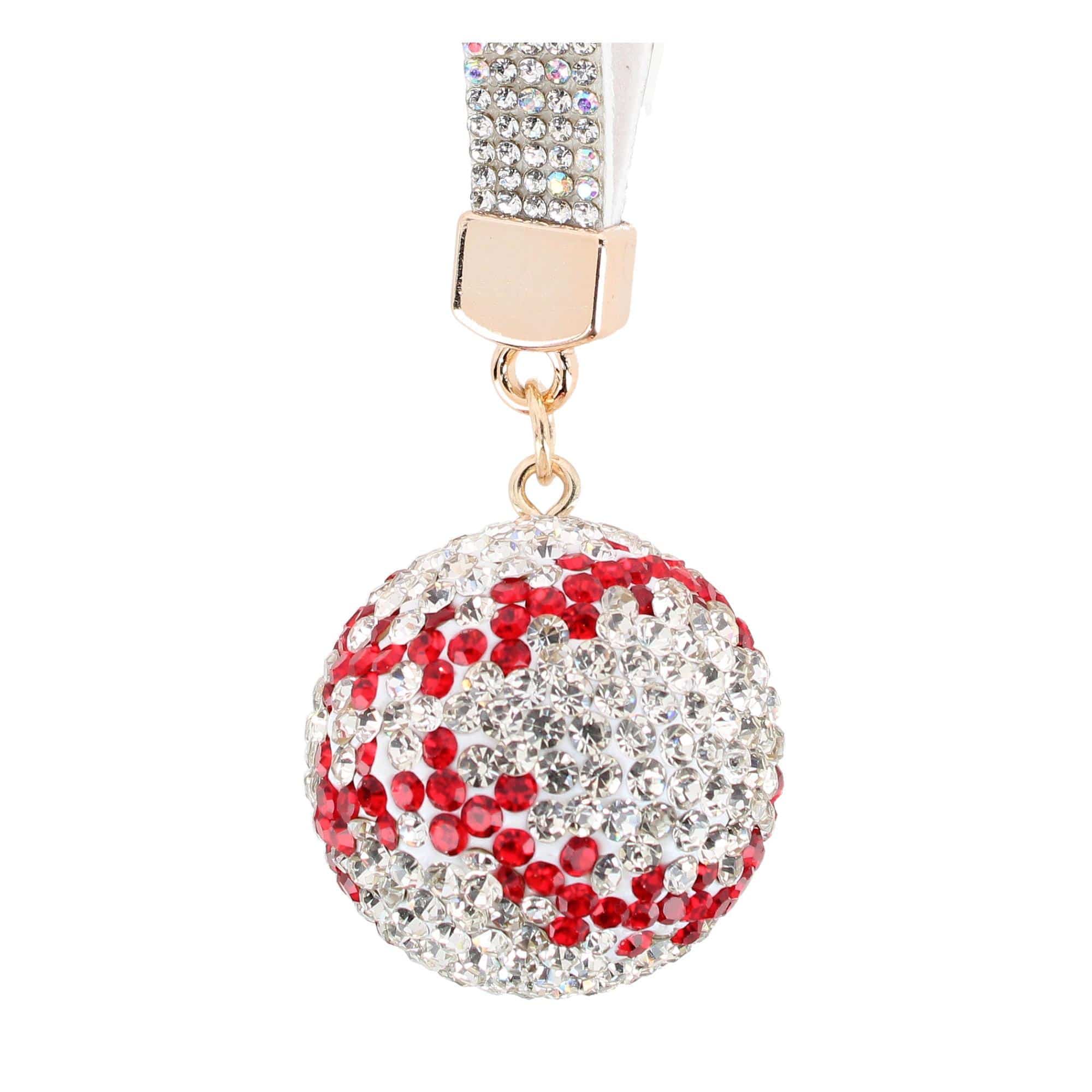 CTM® Women's Rhineston Baseball Bag Charm - Clear with Red