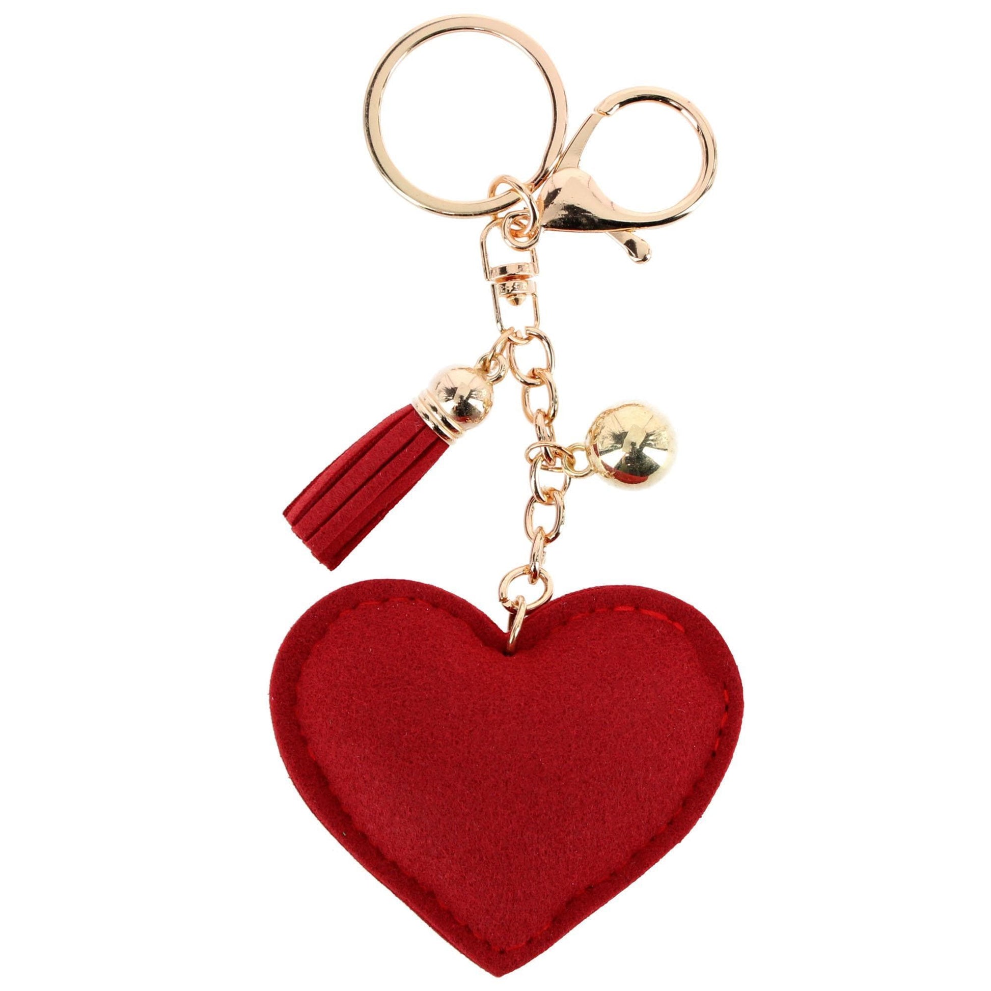CTM® Women's Red Rhinestone Smiley Heart Bag Charm - Red