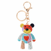 Women's Rainbow Rhineston Teddy Bear Bag Charm & Keychain
